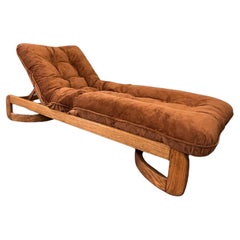 Mid Century Chaise Lounge Day Bed Solid Oak Howard MFG