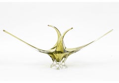 Mid Century Chalet Art Glass Hand Blown Free Form Center Bowl