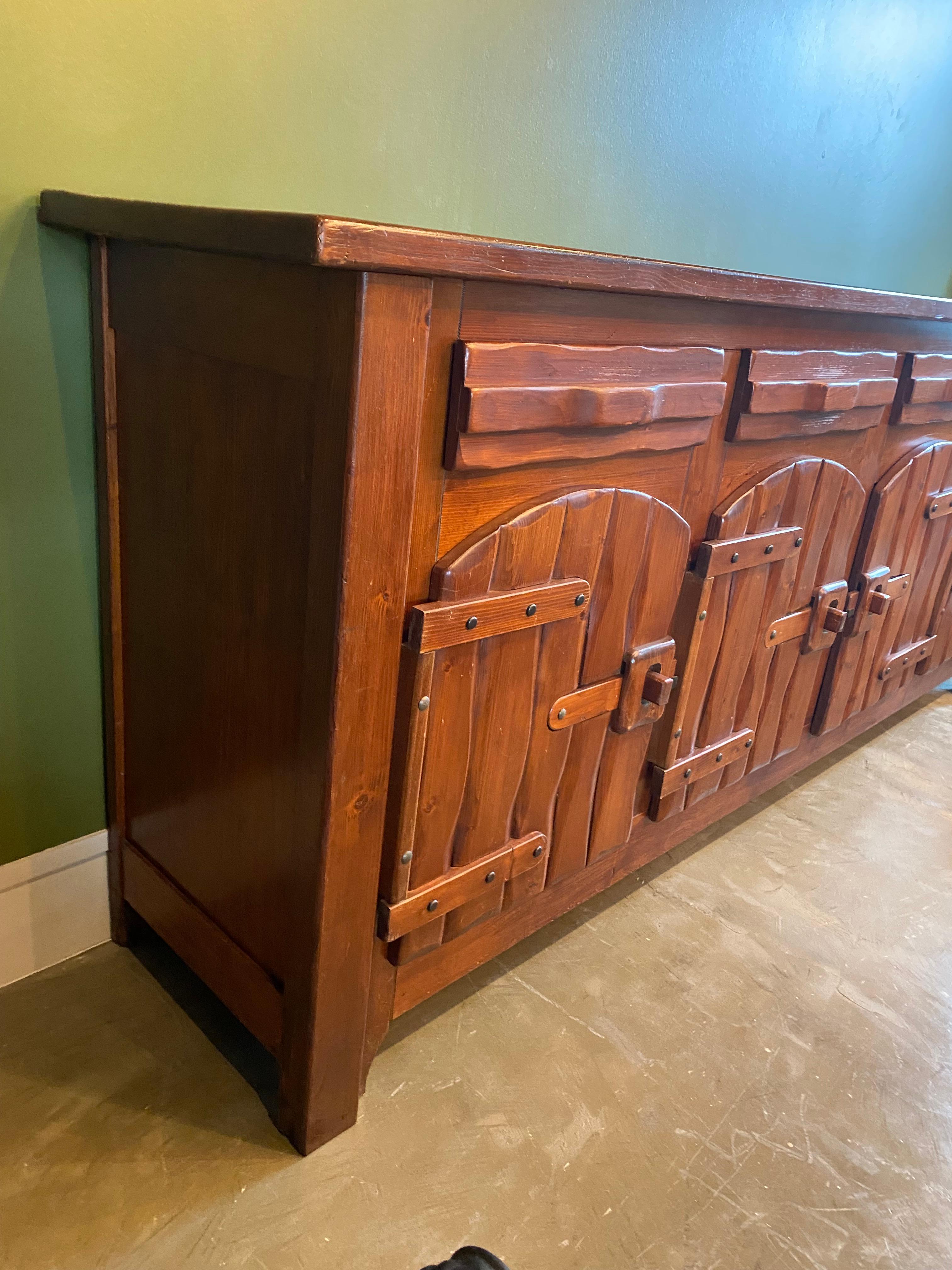 Mid-Century Chalet Style Sideboard, France, 1960's For Sale 1