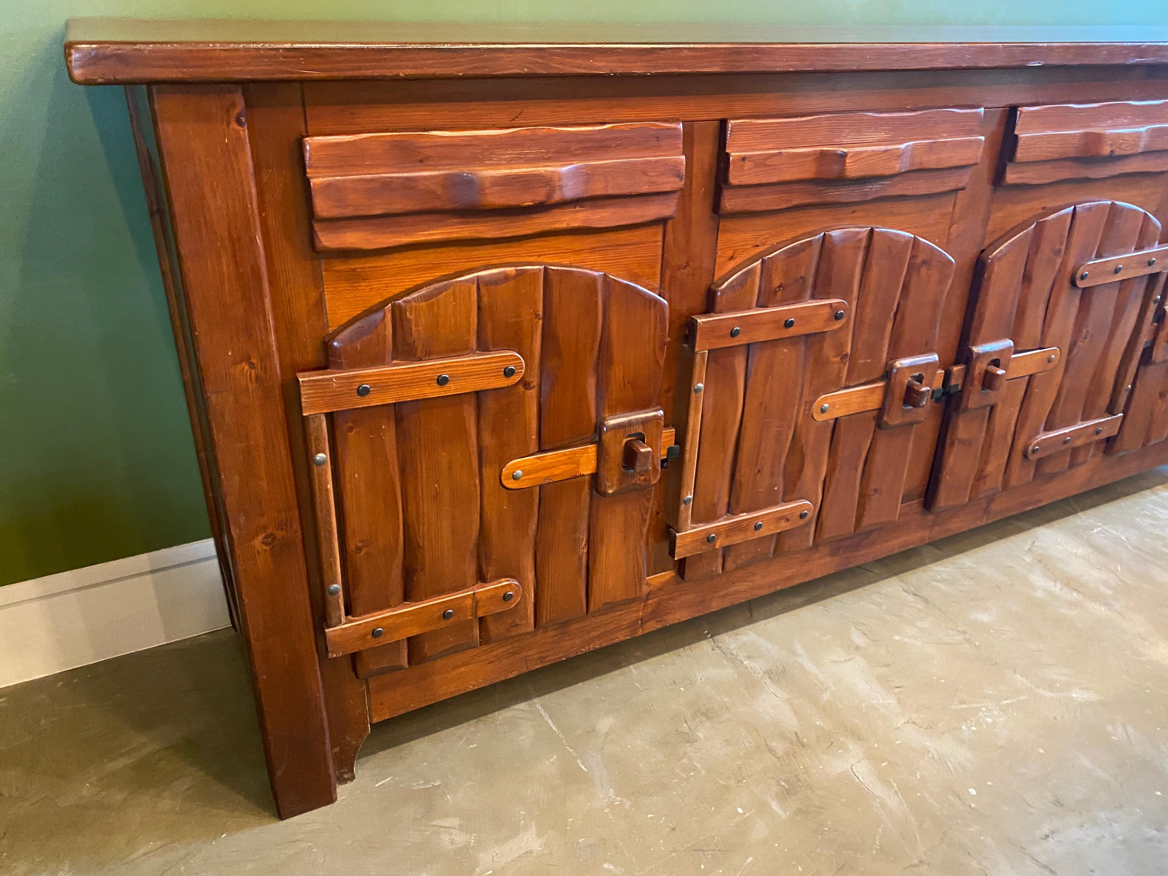 Mid-Century Chalet Style Sideboard, France, 1960's For Sale 2