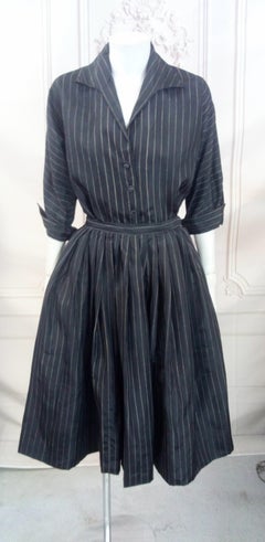 Mid Century Chalk Stripe Taffeta Set