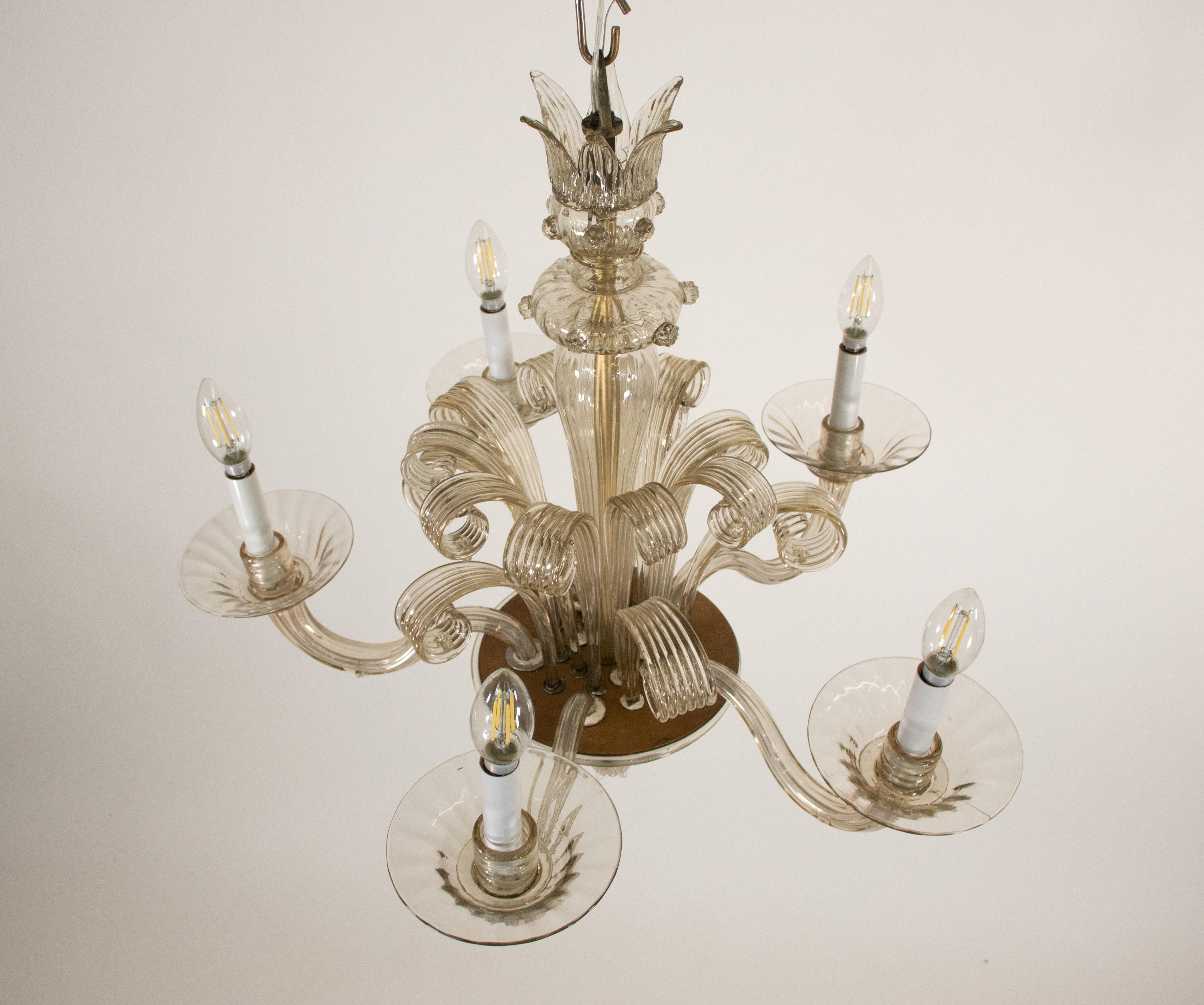 Mid Century Champagne Murano Chandelier For Sale 2