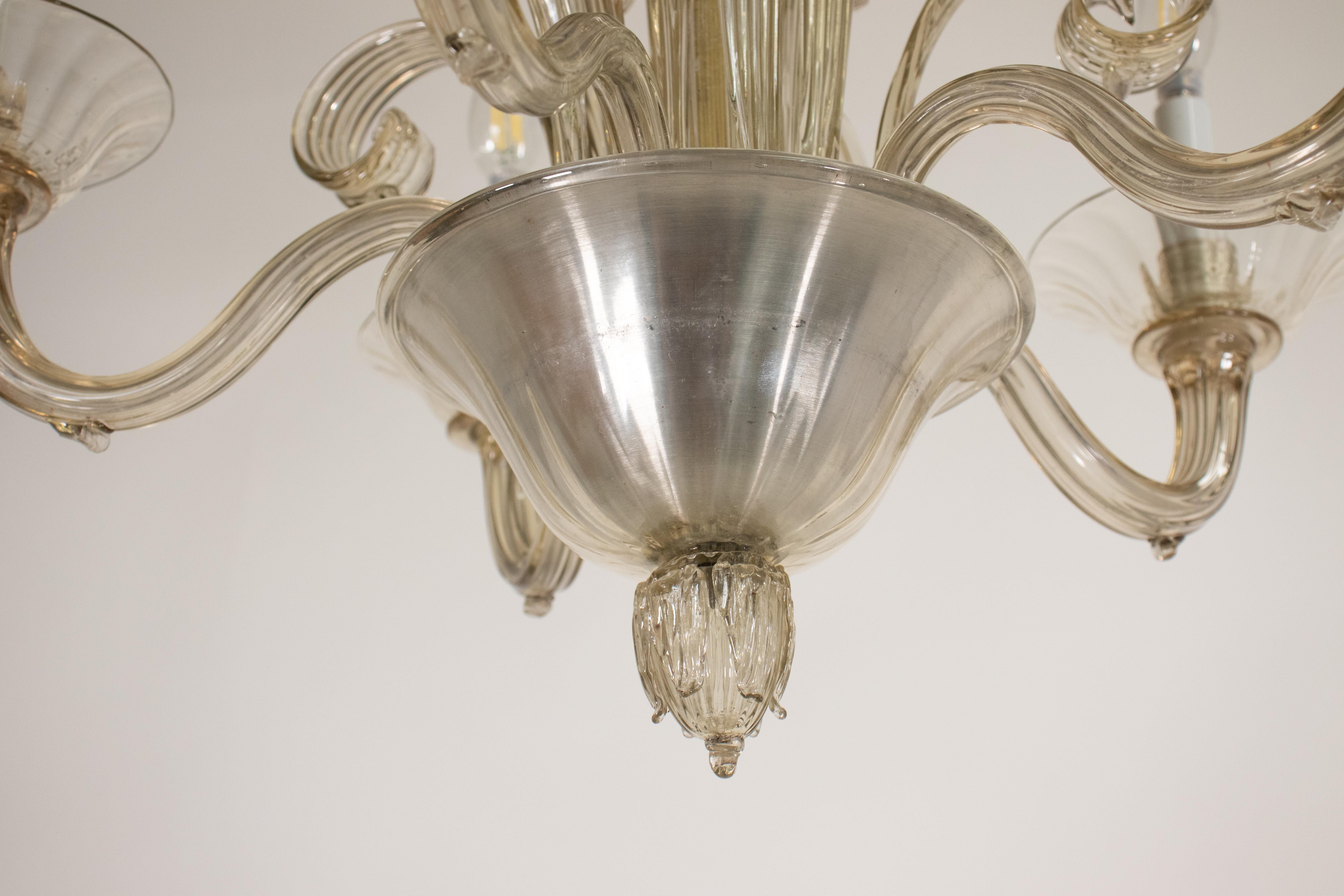 Mid Century Champagne Murano Chandelier For Sale 3