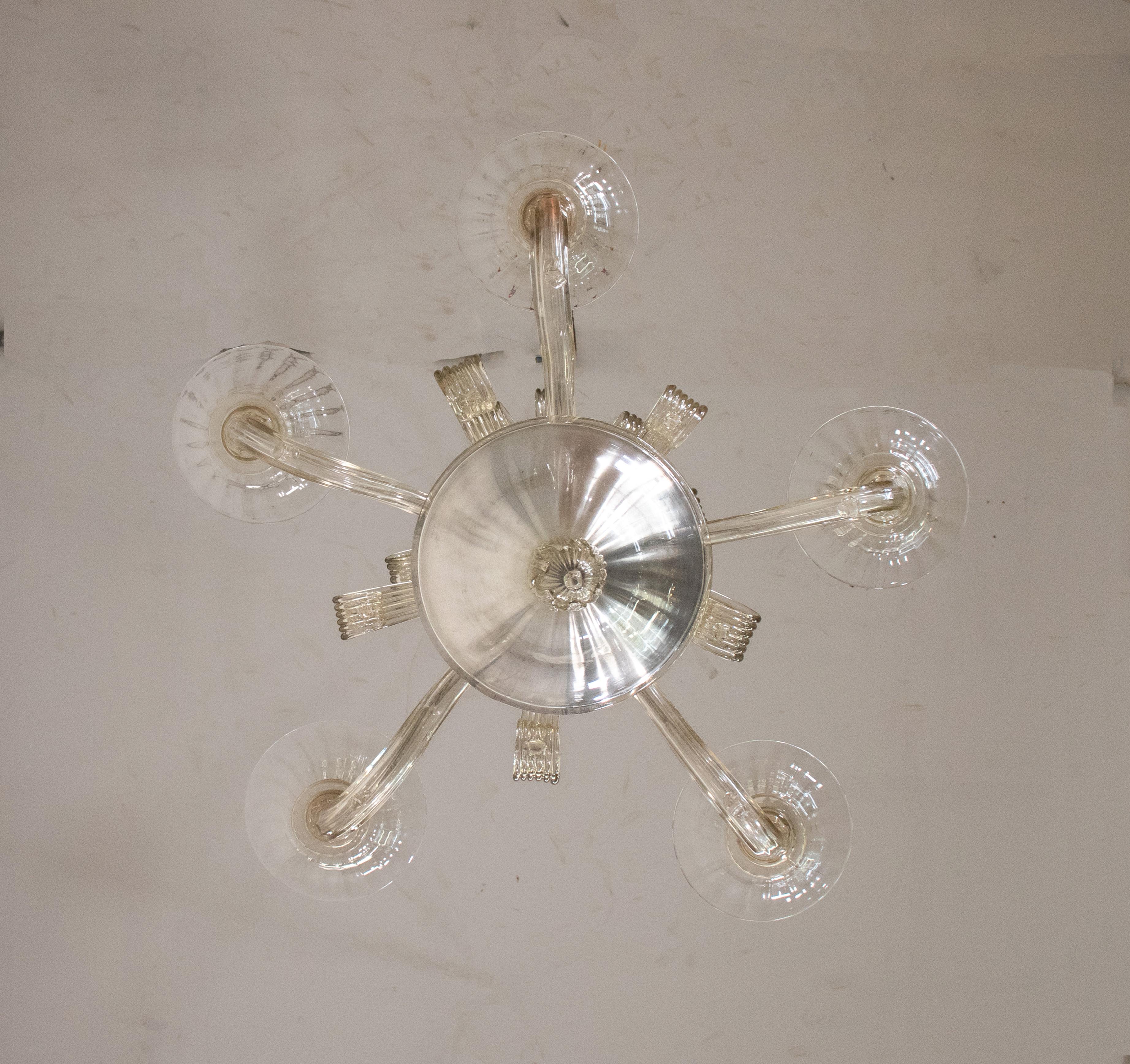 Mid Century Champagne Murano Chandelier For Sale 4