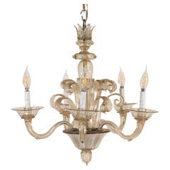 Retro Mid Century Champagne Murano Chandelier