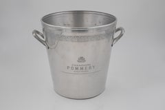 Mid-Century Champagne Pommery Silvered Metal Ice Bucket, France, 1950s–70s