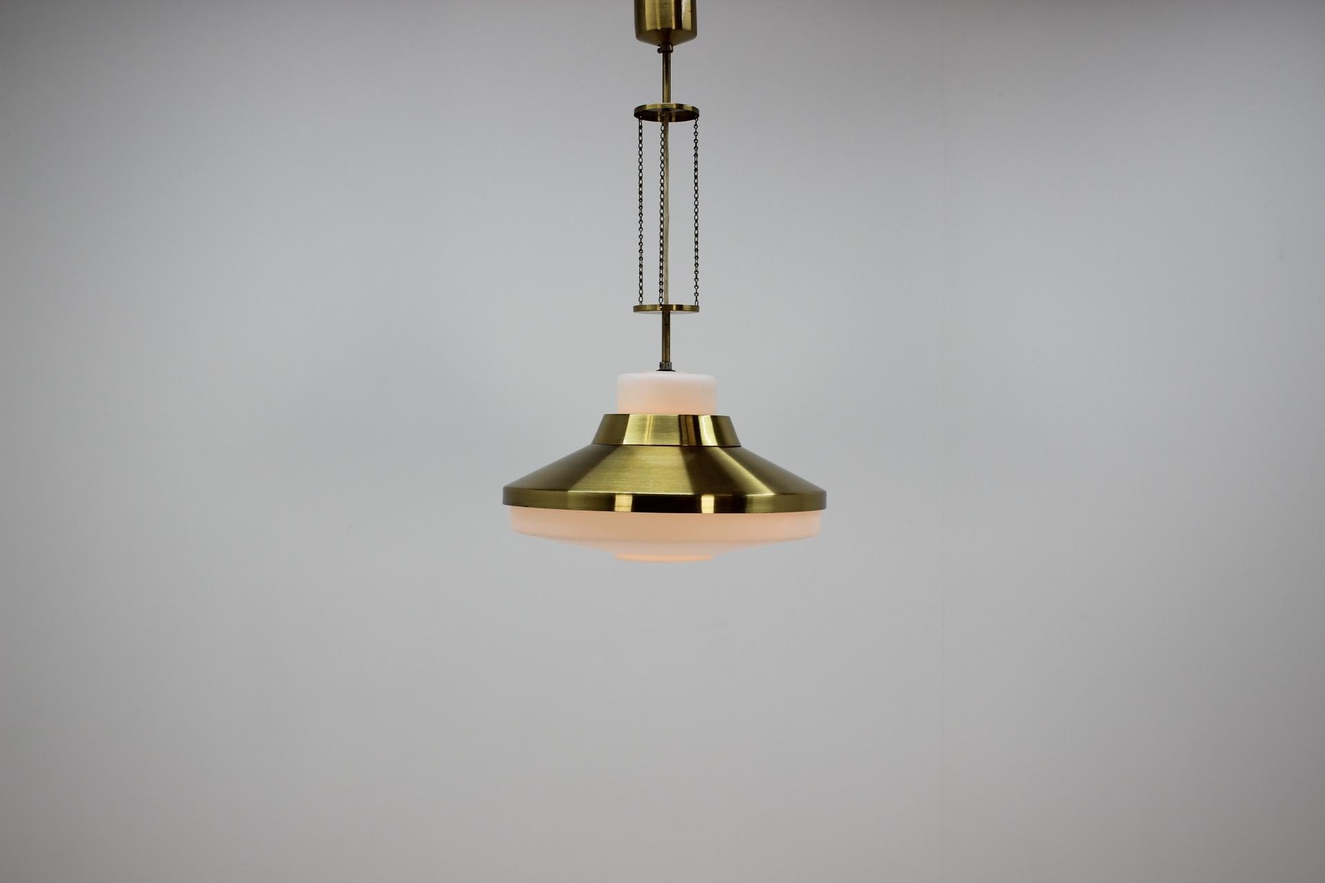 Brass Midcentury Chandelier by Napako, 1970s For Sale