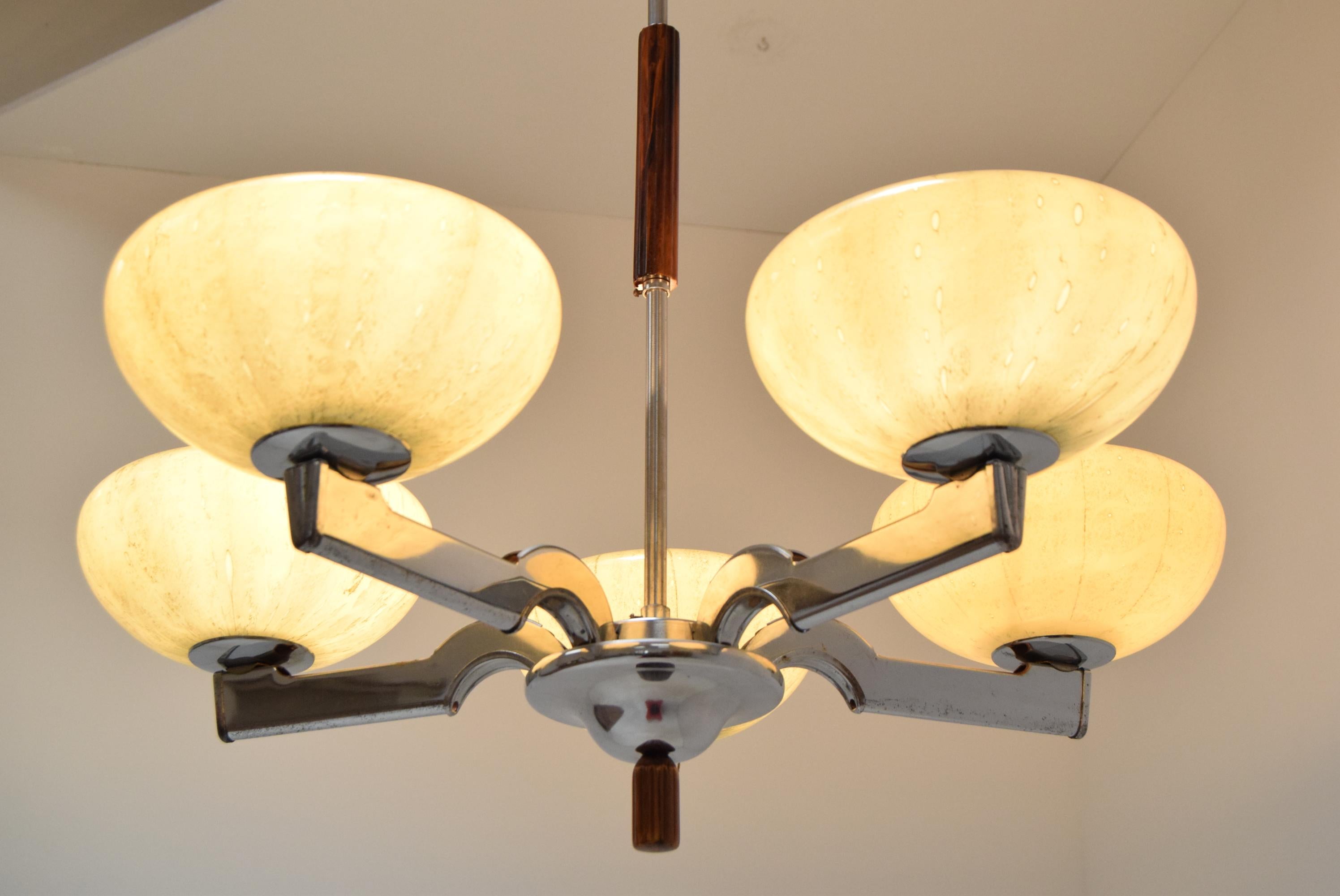Glass Mid-Century Chandelier, 1960‘s For Sale