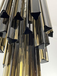 Mid-Century Chandelier Attributed To Venini With Trilobed Amber Murano Glass