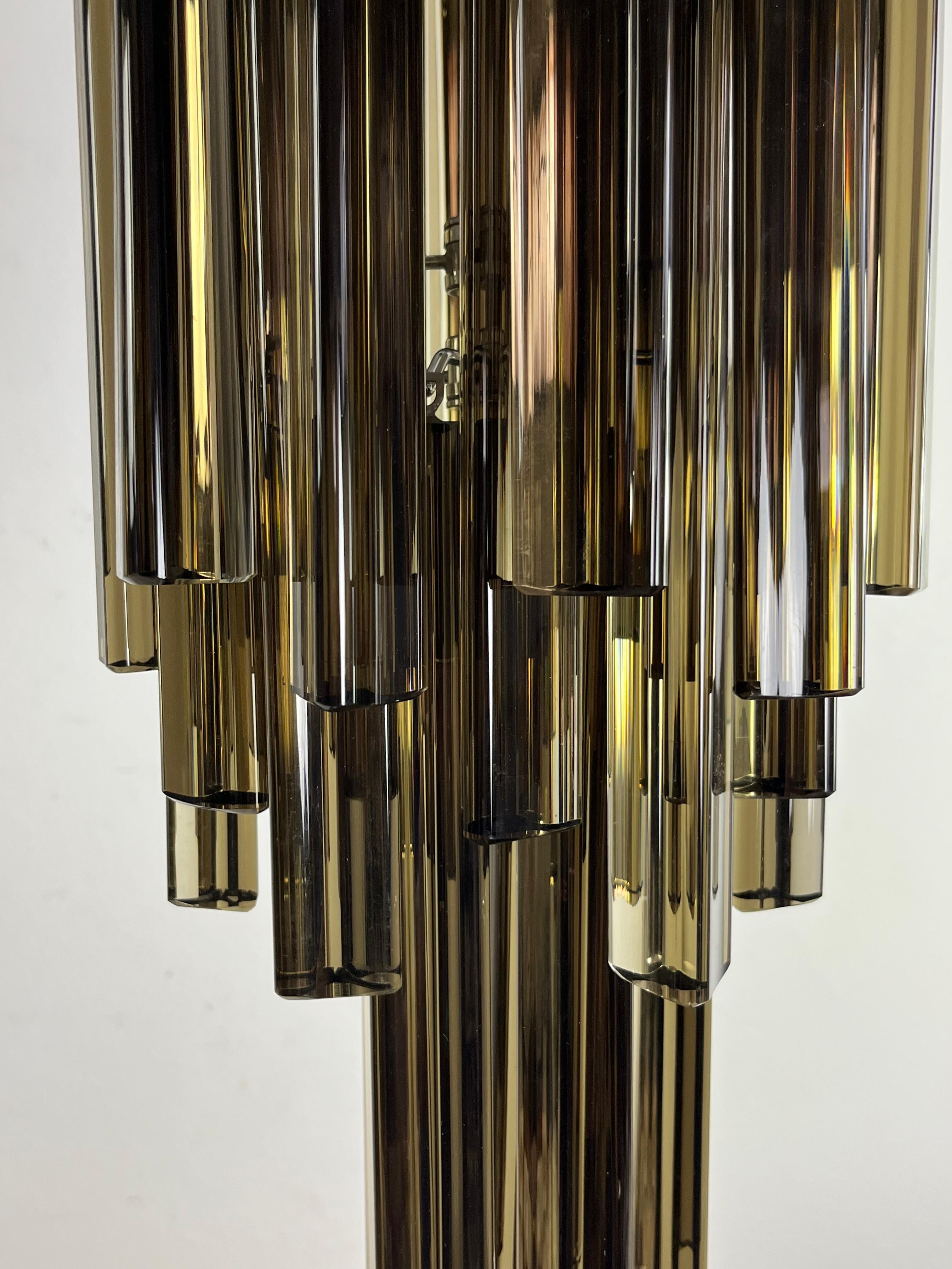 Mid-20th Century Mid-Century Chandelier Attributed To Venini With Trilobed Amber Murano Glass For Sale