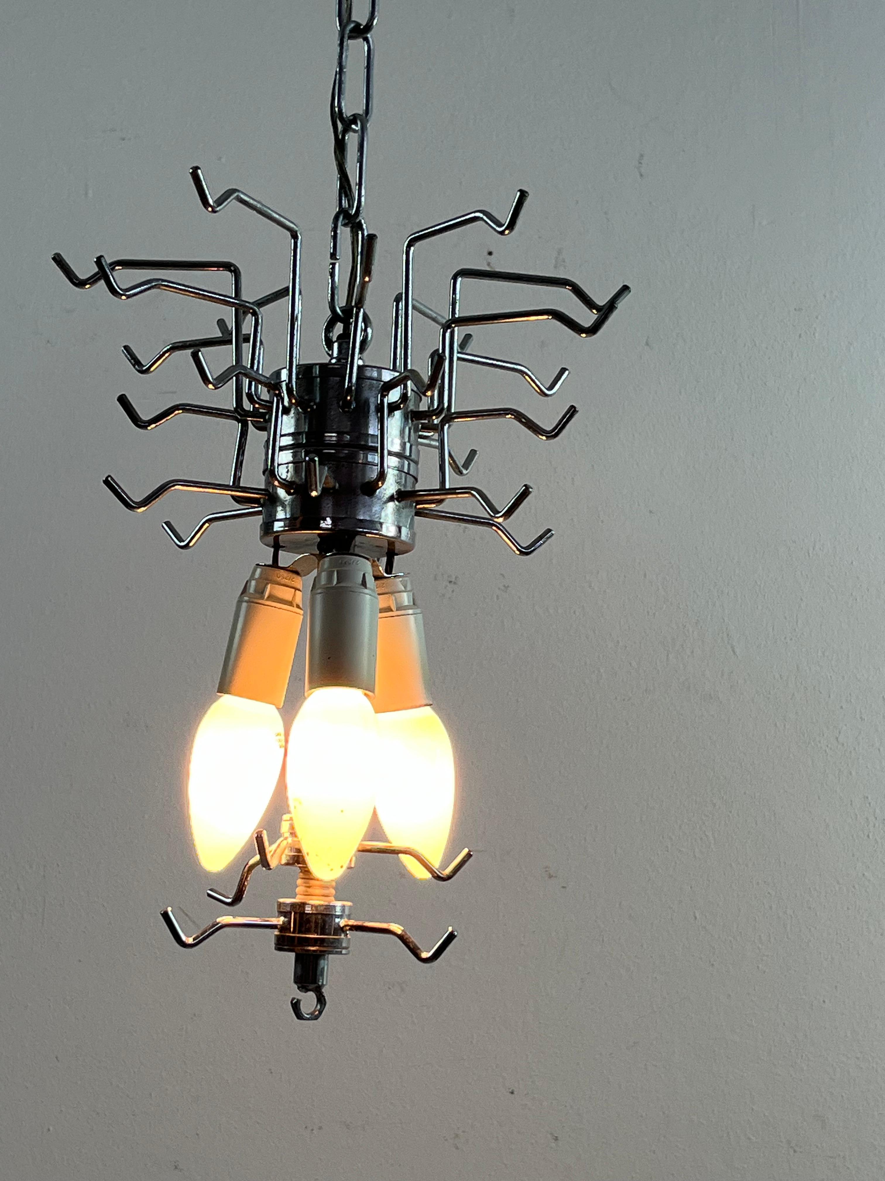 Mid-Century Chandelier Attributed To Venini With Trilobed Amber Murano Glass For Sale 2