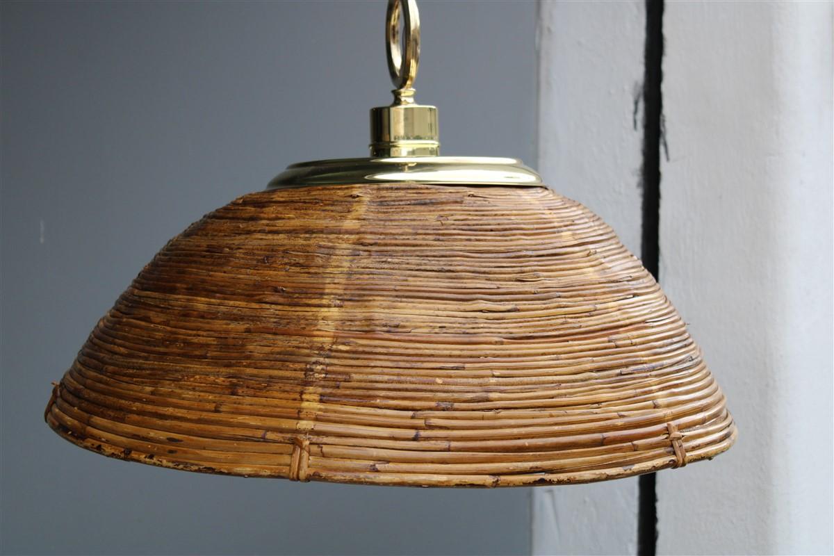 Mid Century Chandelier Bamboo Brass Italian Design 1950 For Sale 1