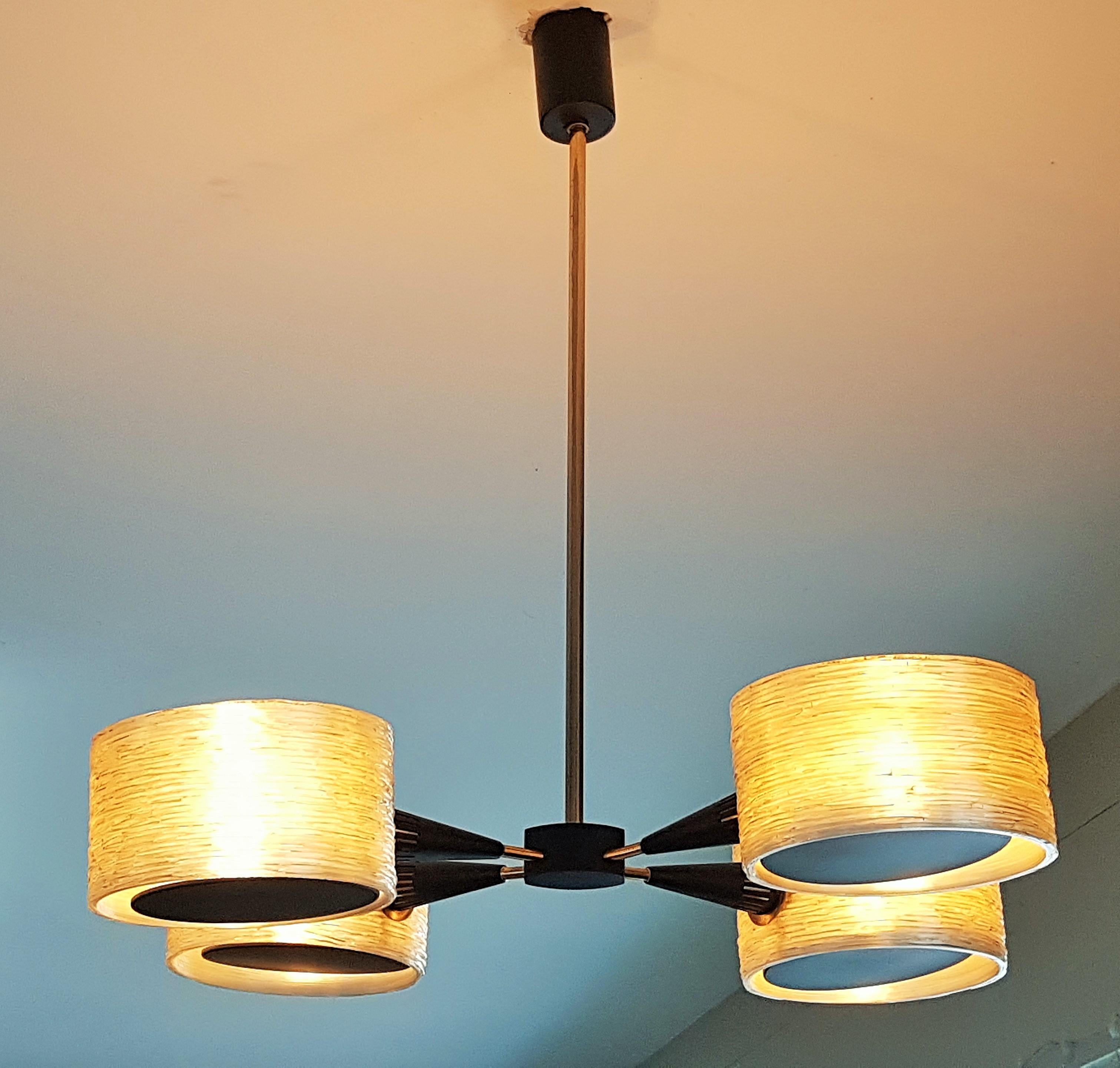 Midcentury Chandelier Brass and Perspex Resin by Lunel Arlus, France, 1960 For Sale 12
