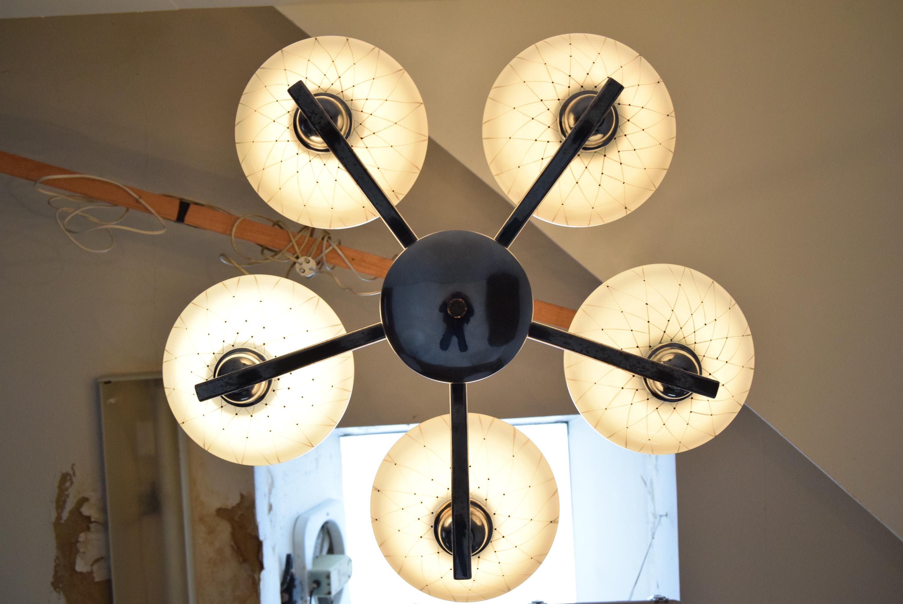 Mid-Century Chandelier by Company Drukov, 1960's For Sale 7