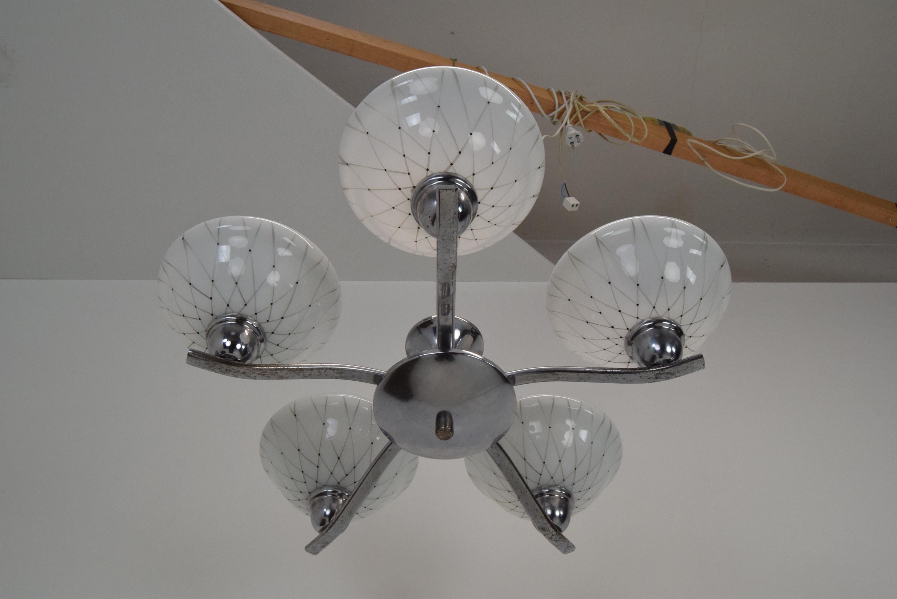 Metal Mid-Century Chandelier by Company Drukov, 1960's For Sale