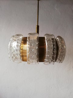 Midcentury Chandelier by Doria with Crystal Glass Tubes, Germany