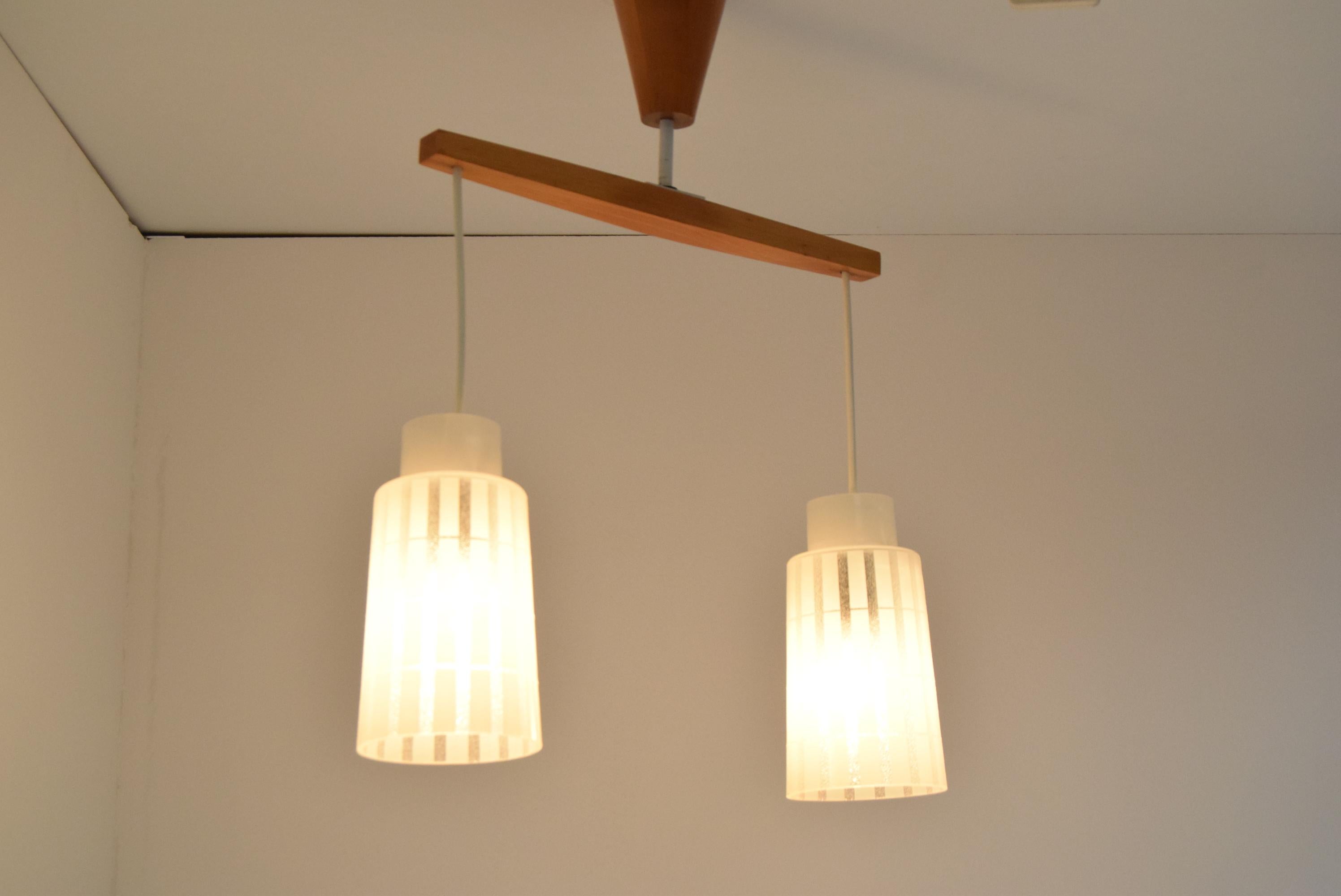 Czech Mid-Century Chandelier by Drevo Humpolec, 1970's For Sale