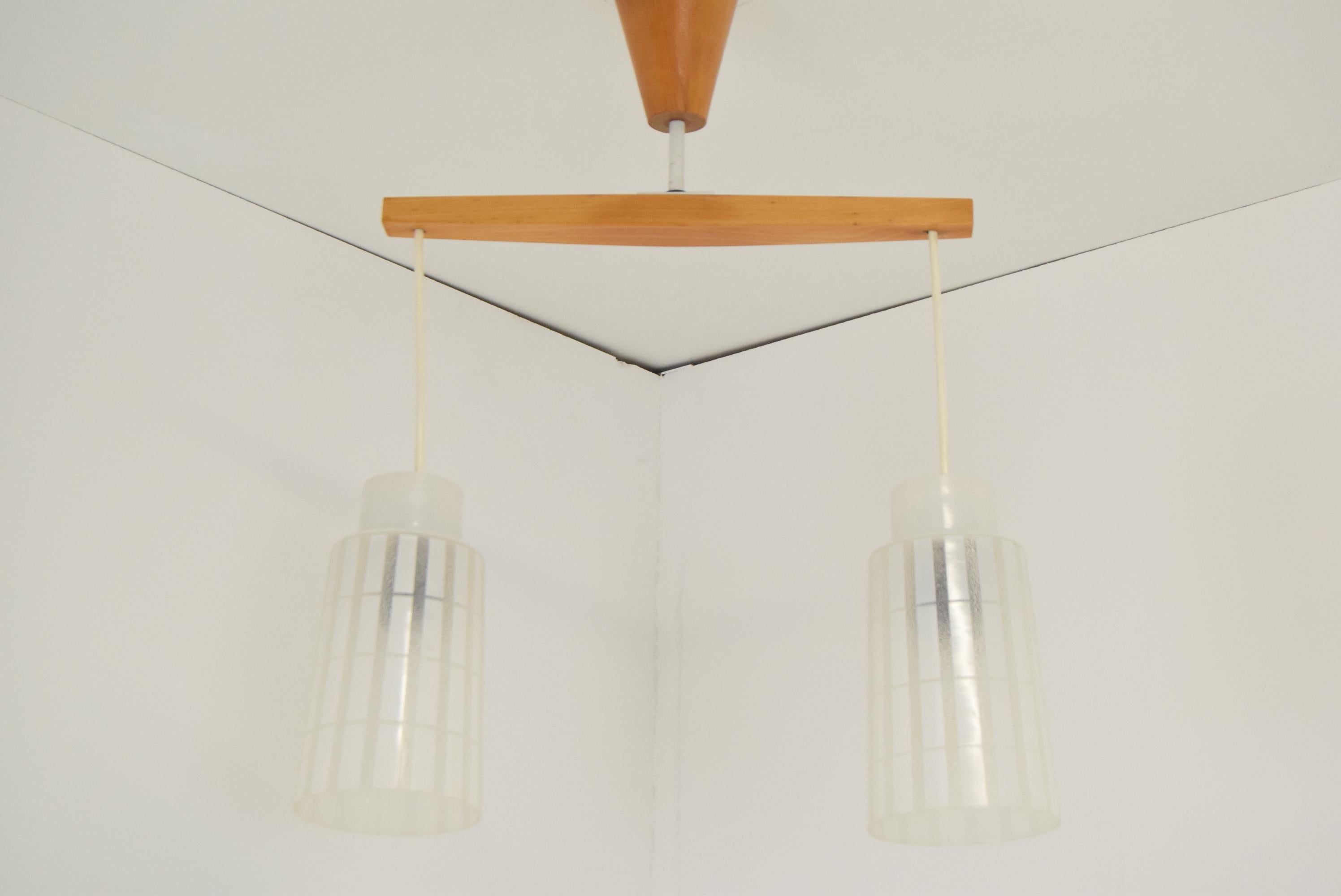 Late 20th Century Mid-Century Chandelier by Drevo Humpolec, 1970's For Sale