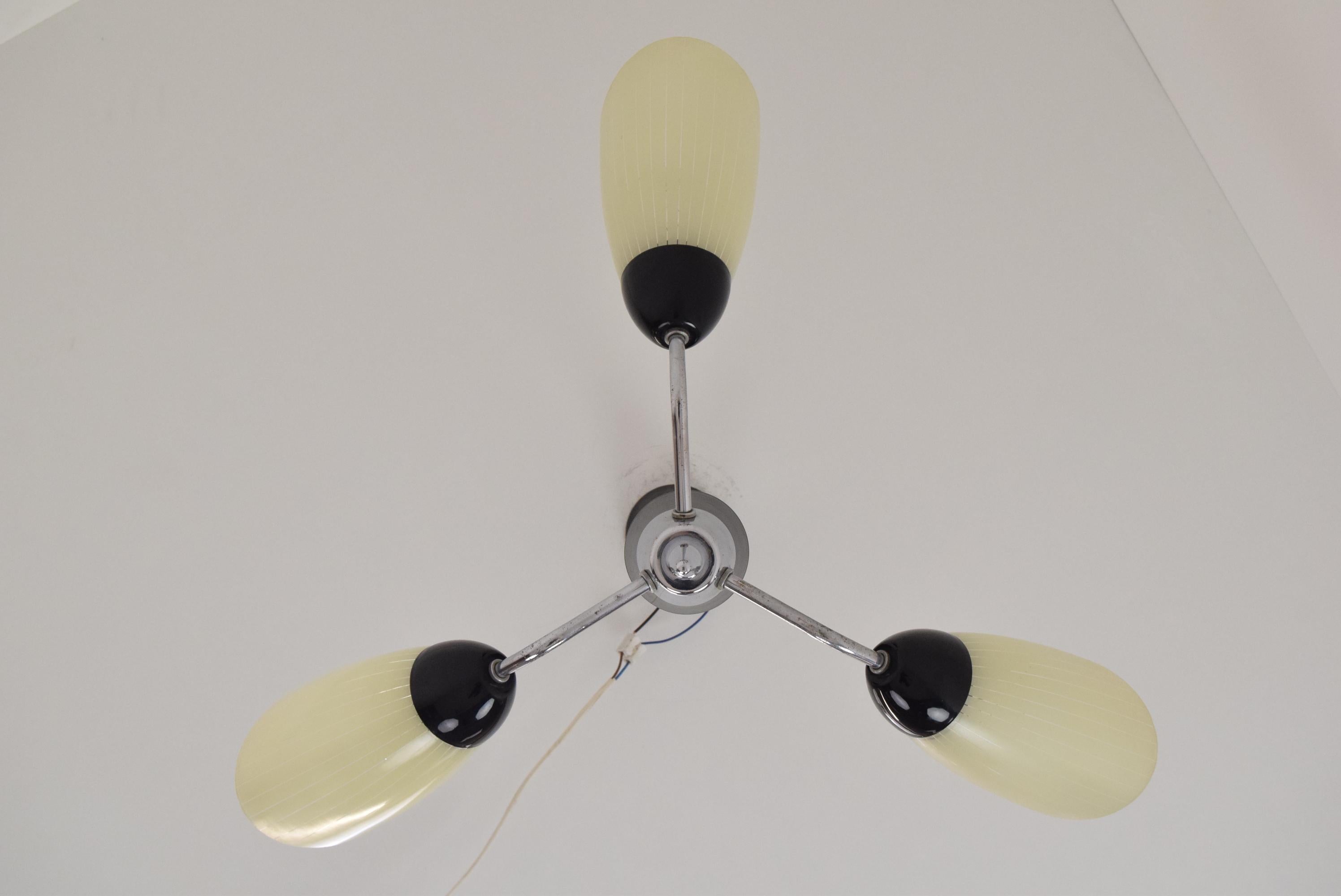 Metal Mid-century Chandelier by Drukov, 1960's For Sale