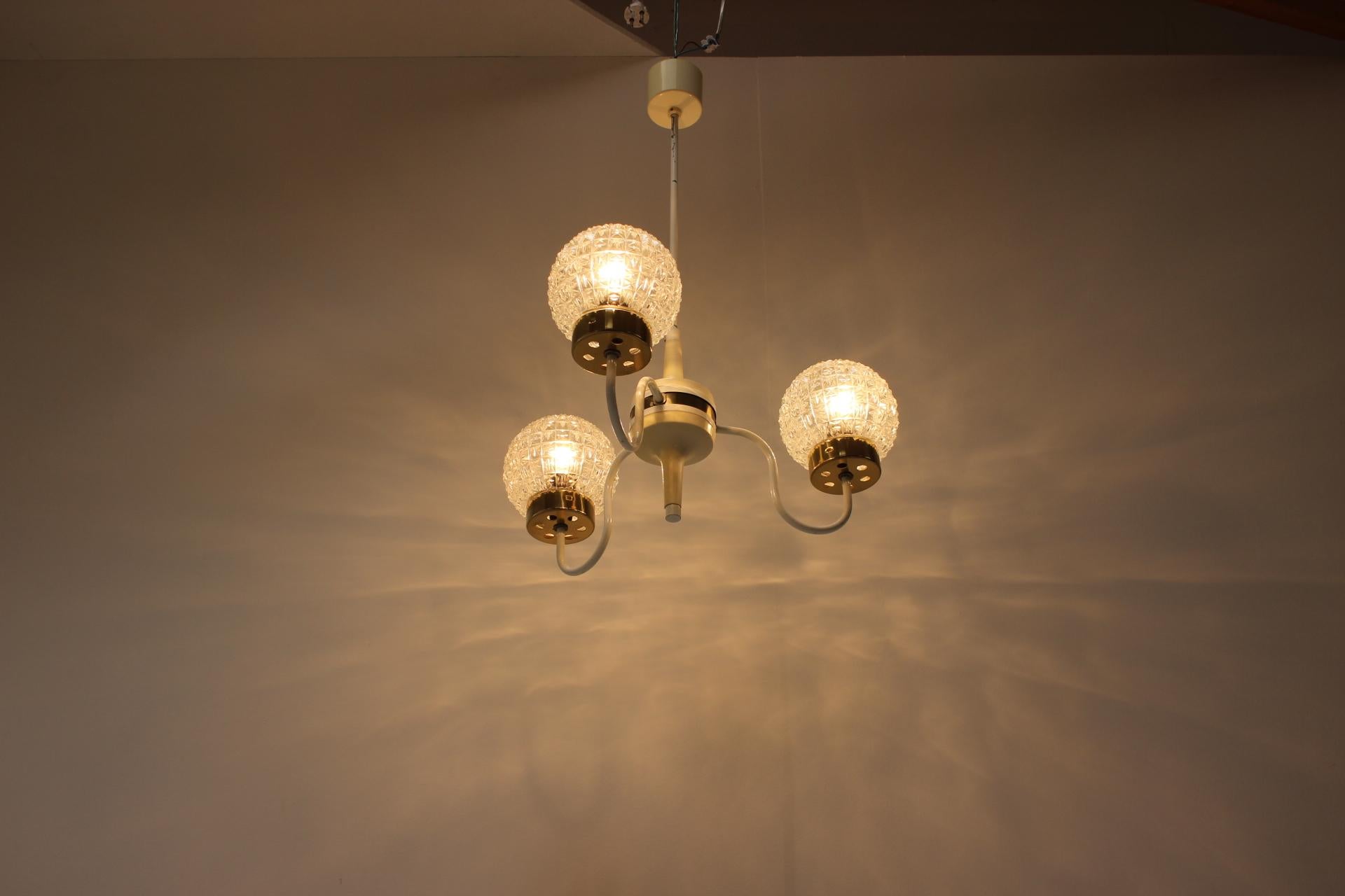 Metal Mid-Century Chandelier by Instala Jilove U Decina, 1960's, Czechoslovakia For Sale