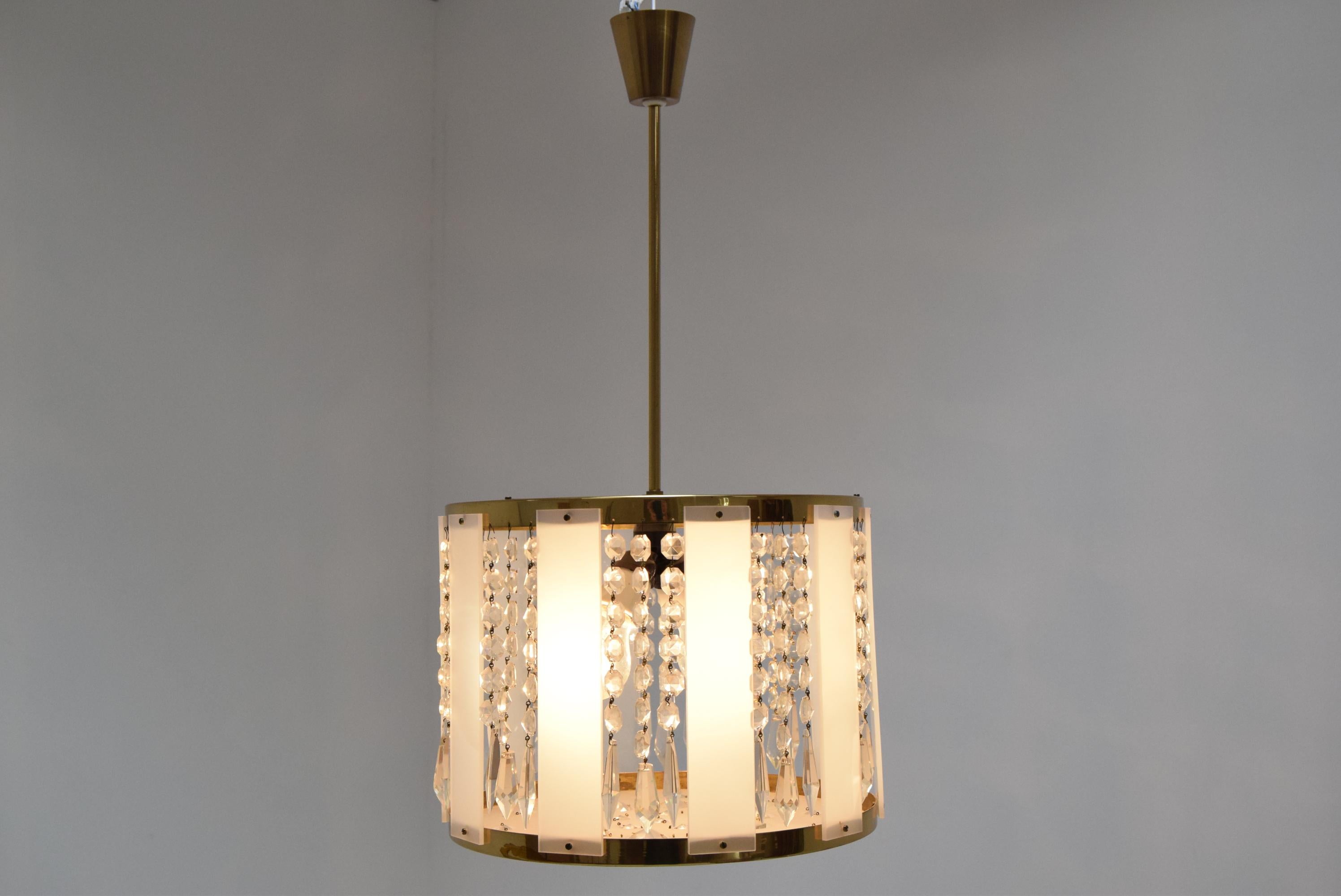 Mid-Century Chandelier by Jablonecke Sklarny Novy Bydzov, 1970’s In Good Condition For Sale In Praha, CZ
