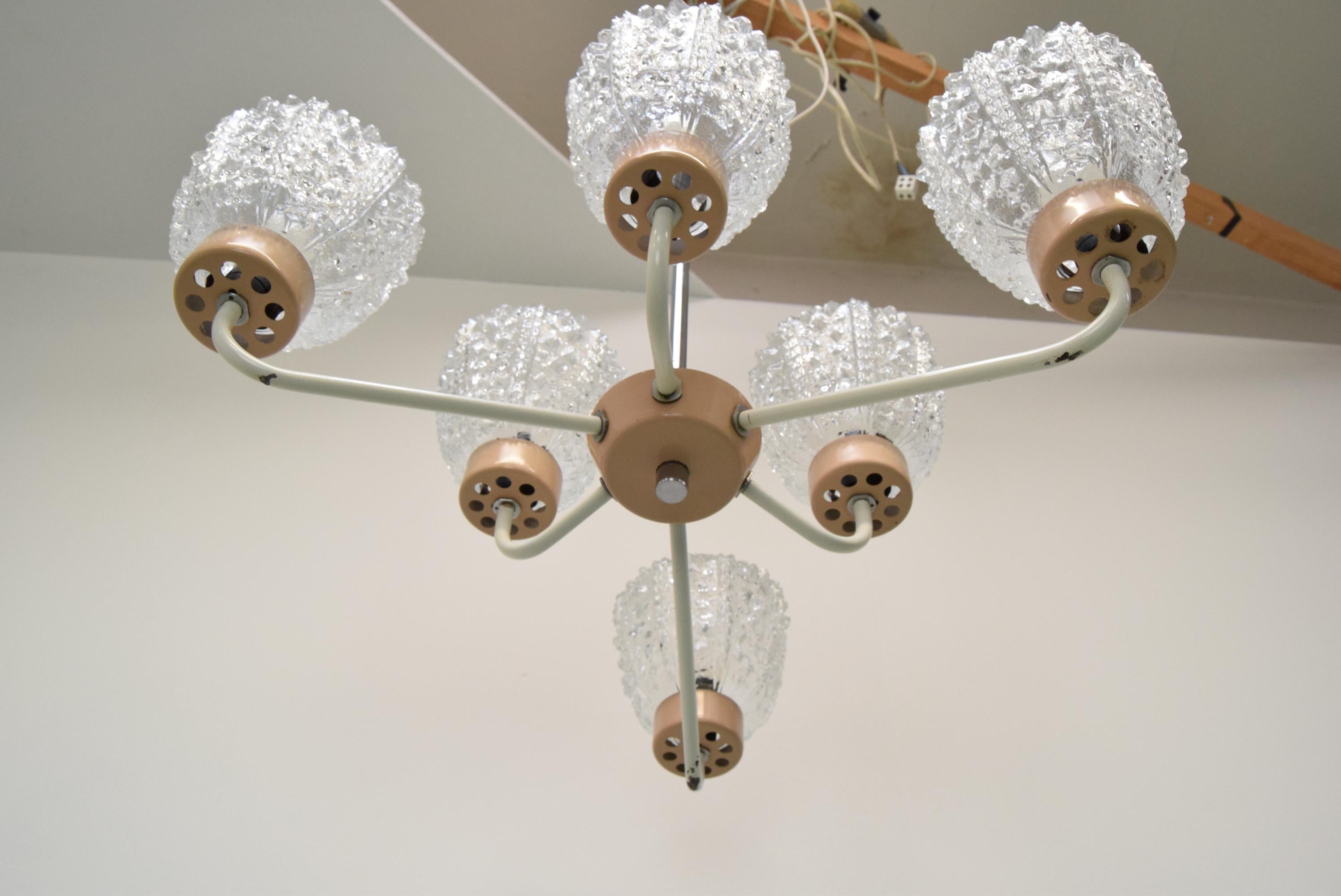 Metal Mid-century Chandelier by Jilové u Děčína, 1970's. For Sale