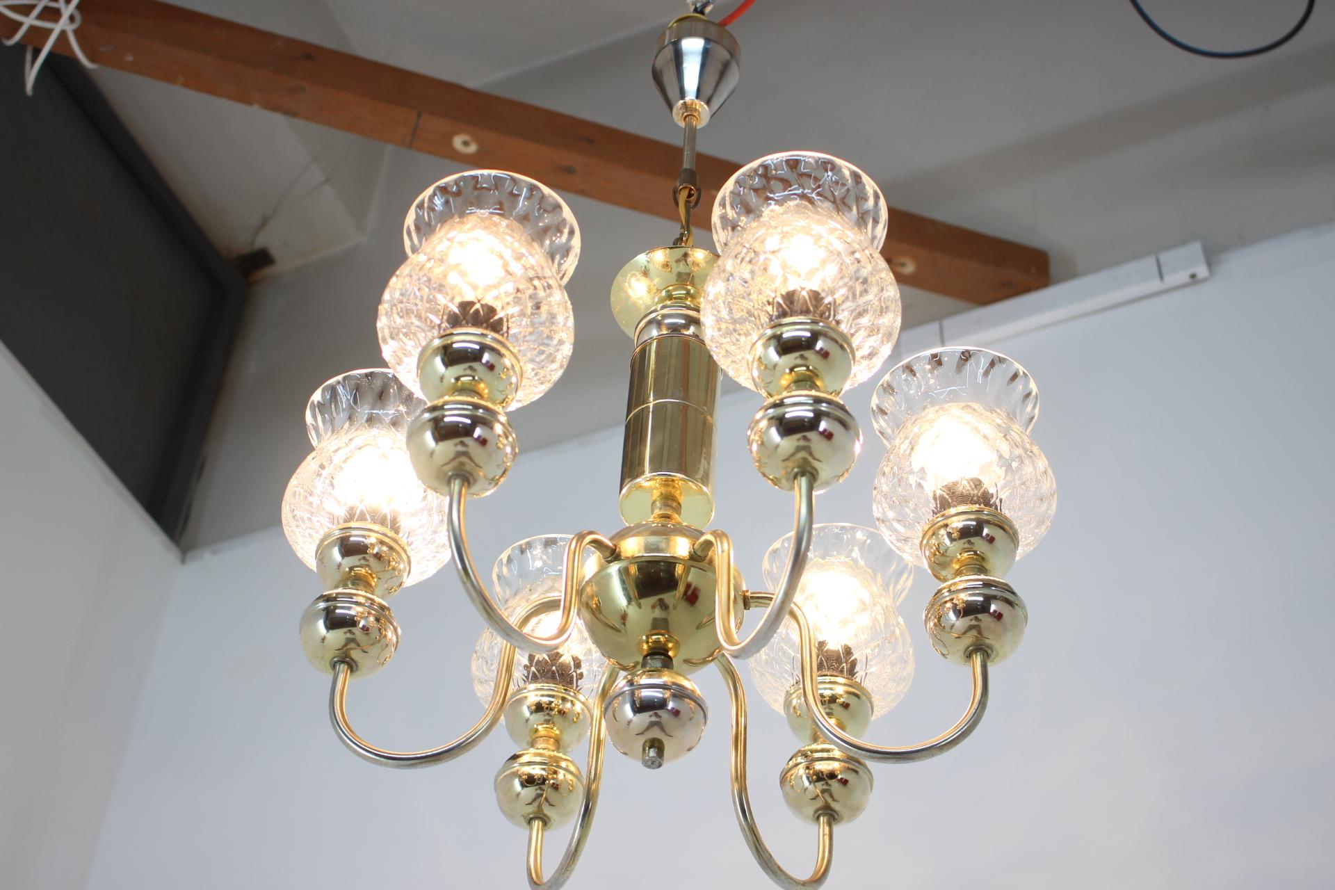 Czech Midcentury Chandelier by Kamenický Šenov, 1950s For Sale