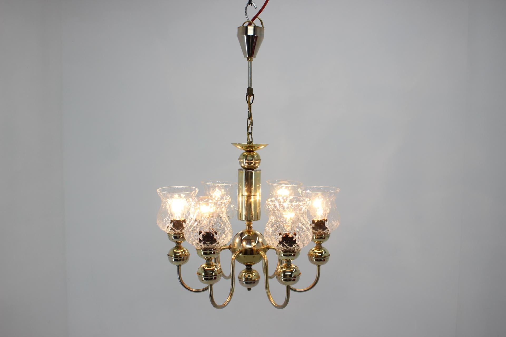 Midcentury Chandelier by Kamenický Šenov, 1950s For Sale 2