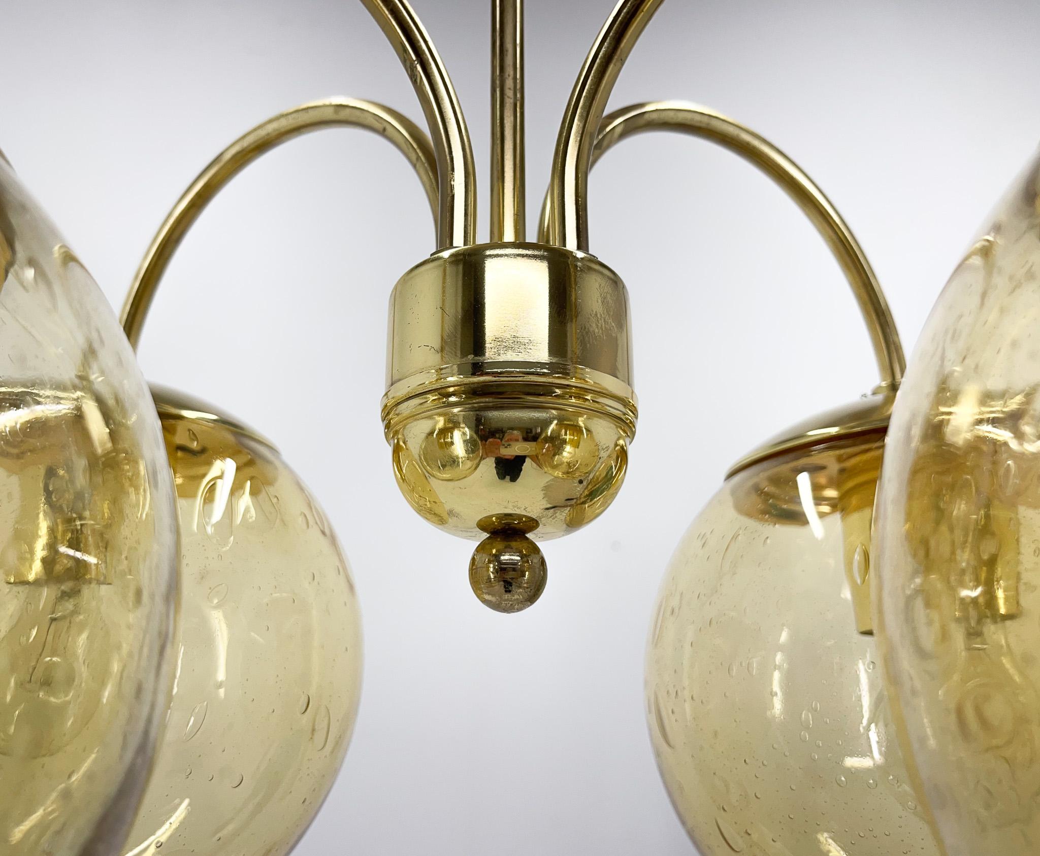 Brass Mid-century Chandelier by Kamenicky Senov, 1960‘s For Sale