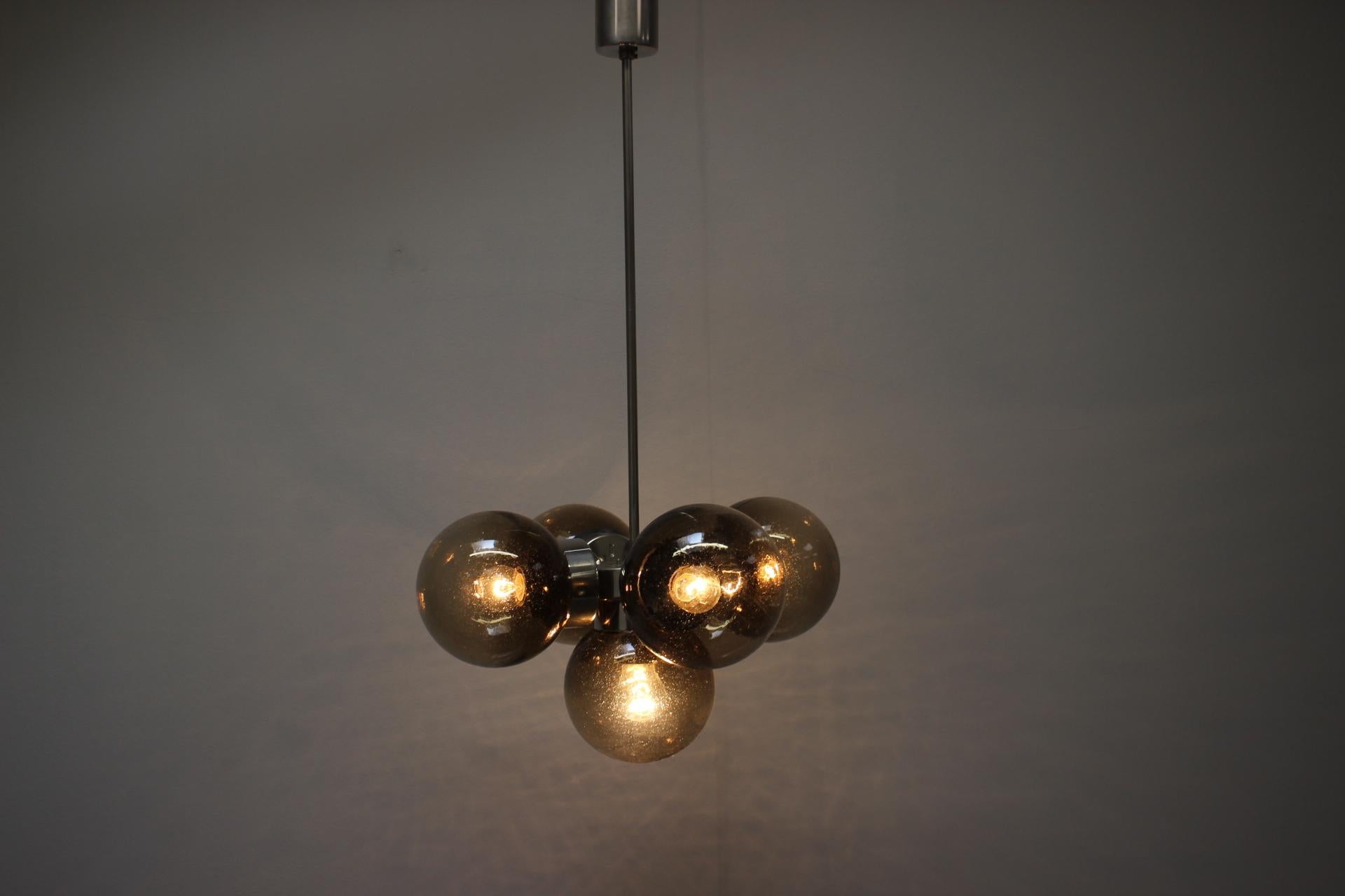 Metal Mid-Century Chandelier by Kamenicky Senov, 1970s For Sale