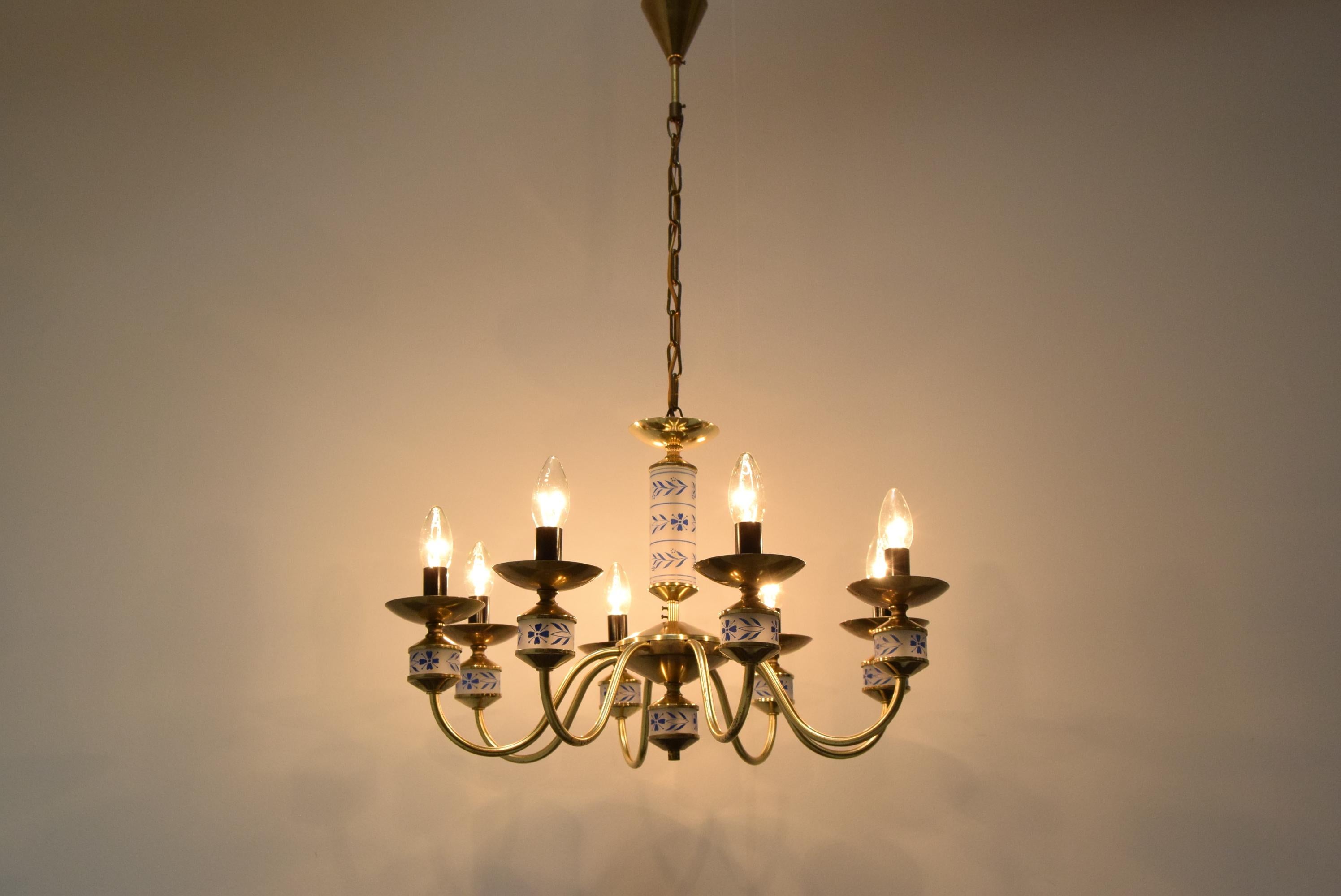 Mid-century Chandelier by Kamenicky Senov, Czechoslovakia, 1970's. For Sale 8