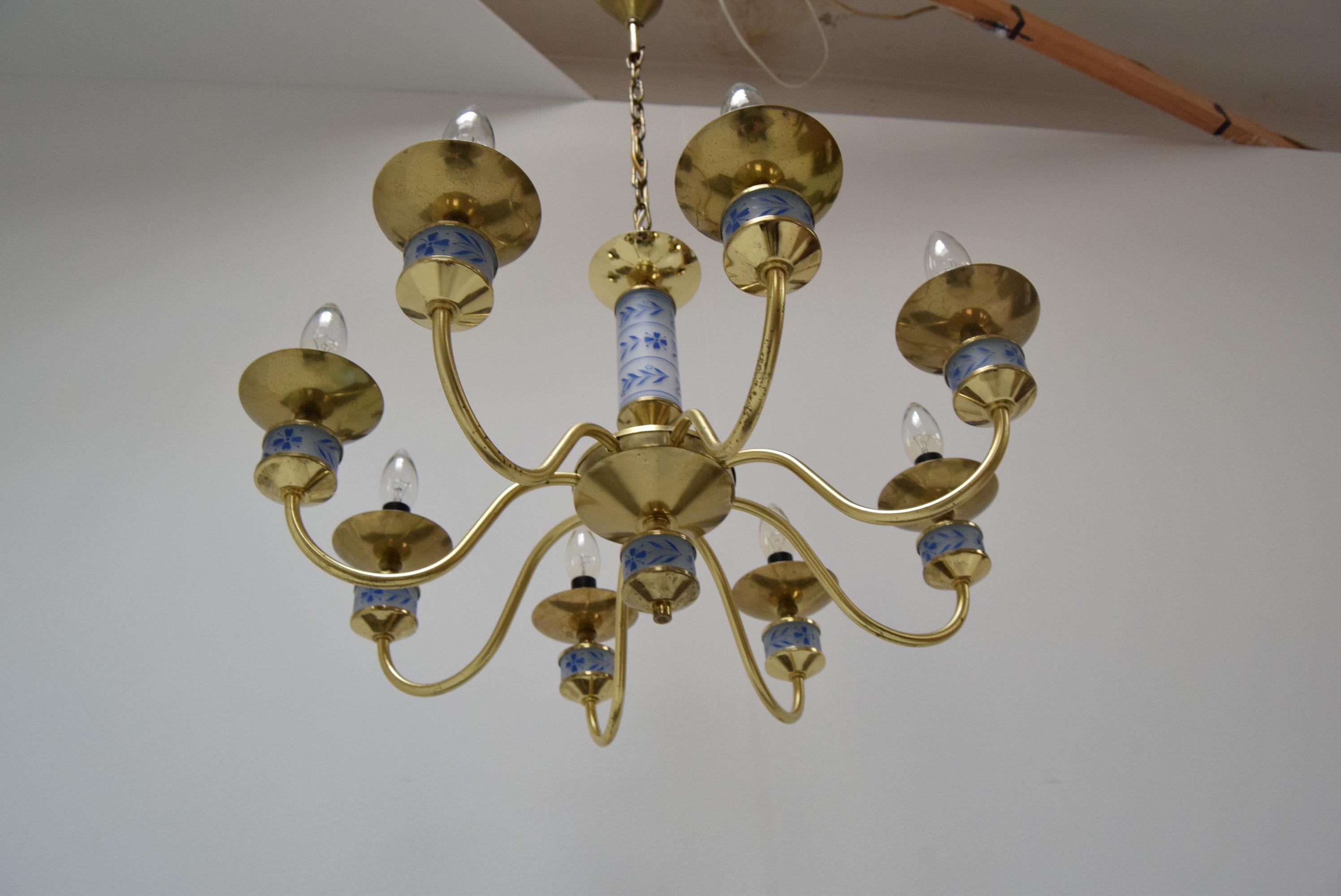 Late 20th Century Mid-century Chandelier by Kamenicky Senov, Czechoslovakia, 1970's. For Sale