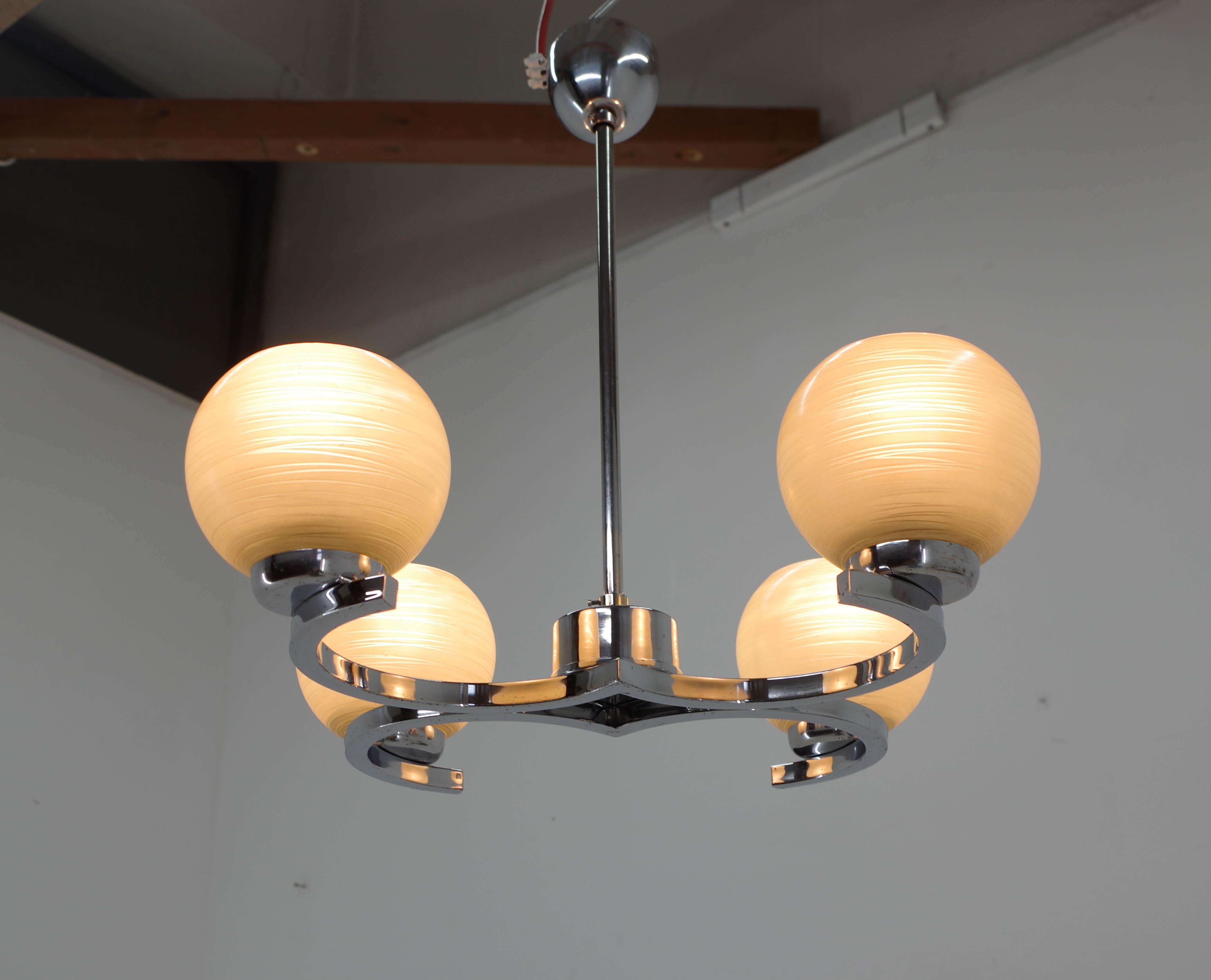 Mid-Century Modern Mid-Century Chandelier by Napako, 1950s, Restored For Sale