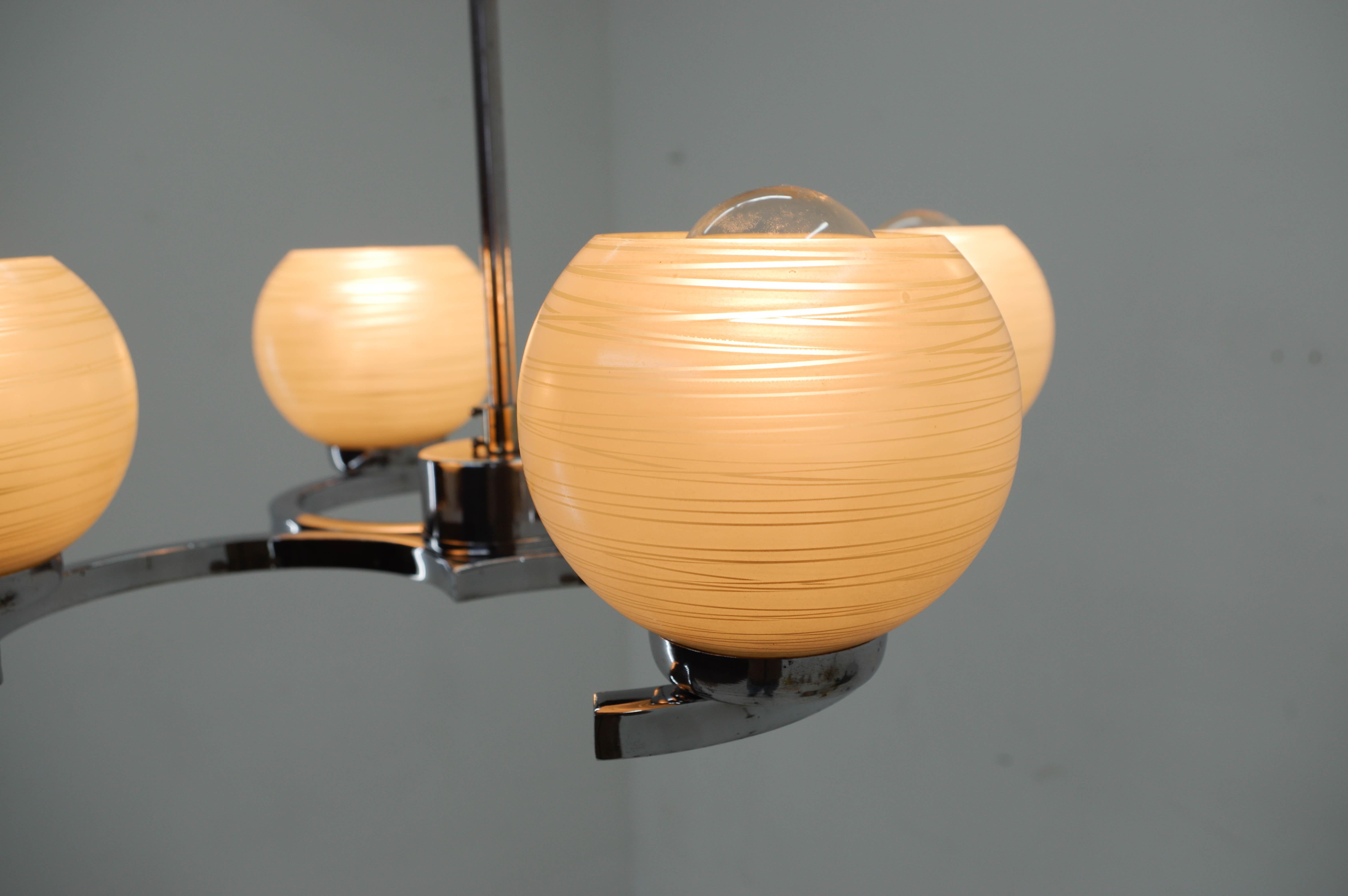 Czech Mid-Century Chandelier by Napako, 1950s, Restored For Sale