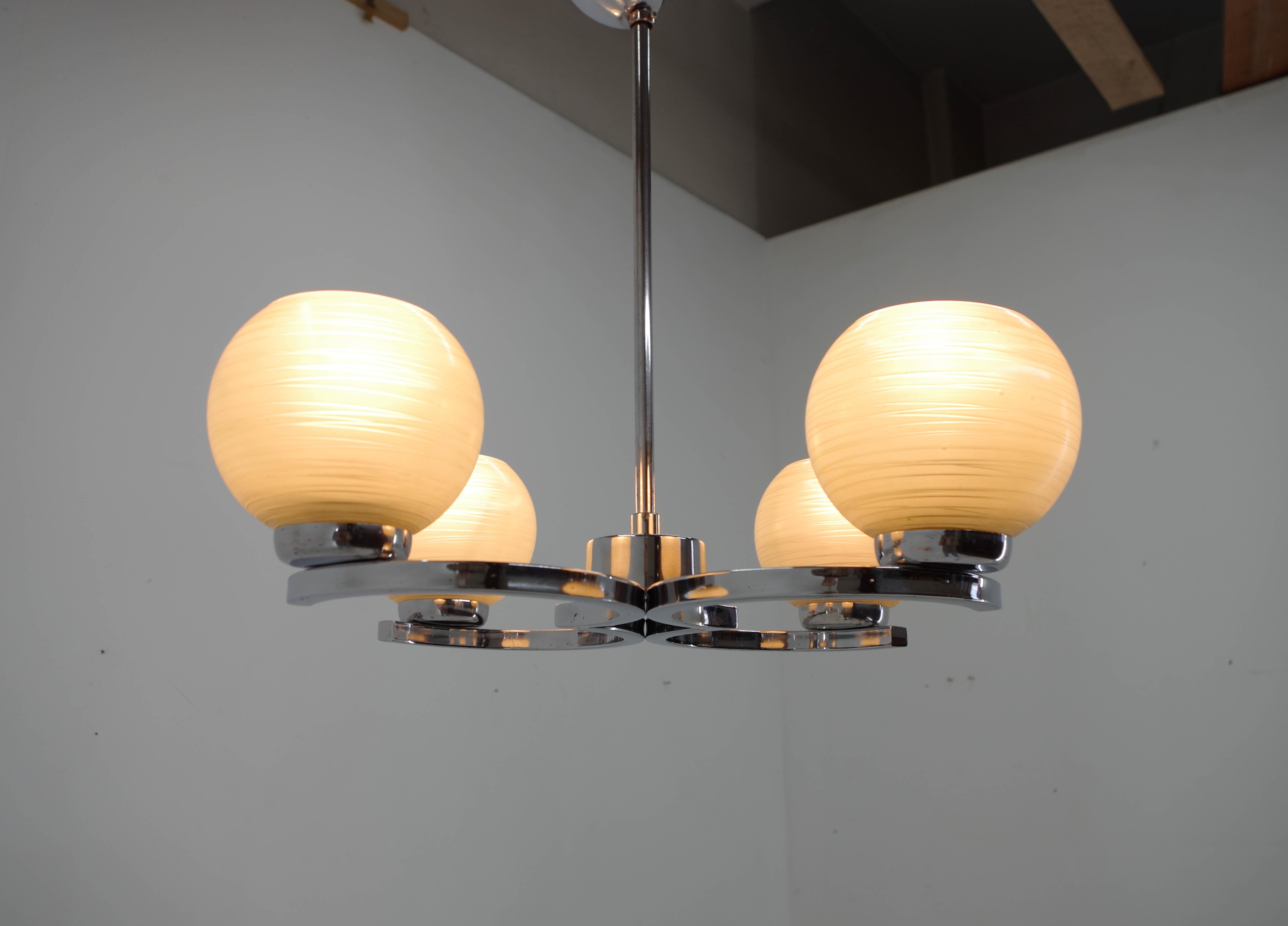 Mid-20th Century Mid-Century Chandelier by Napako, 1950s, Restored For Sale