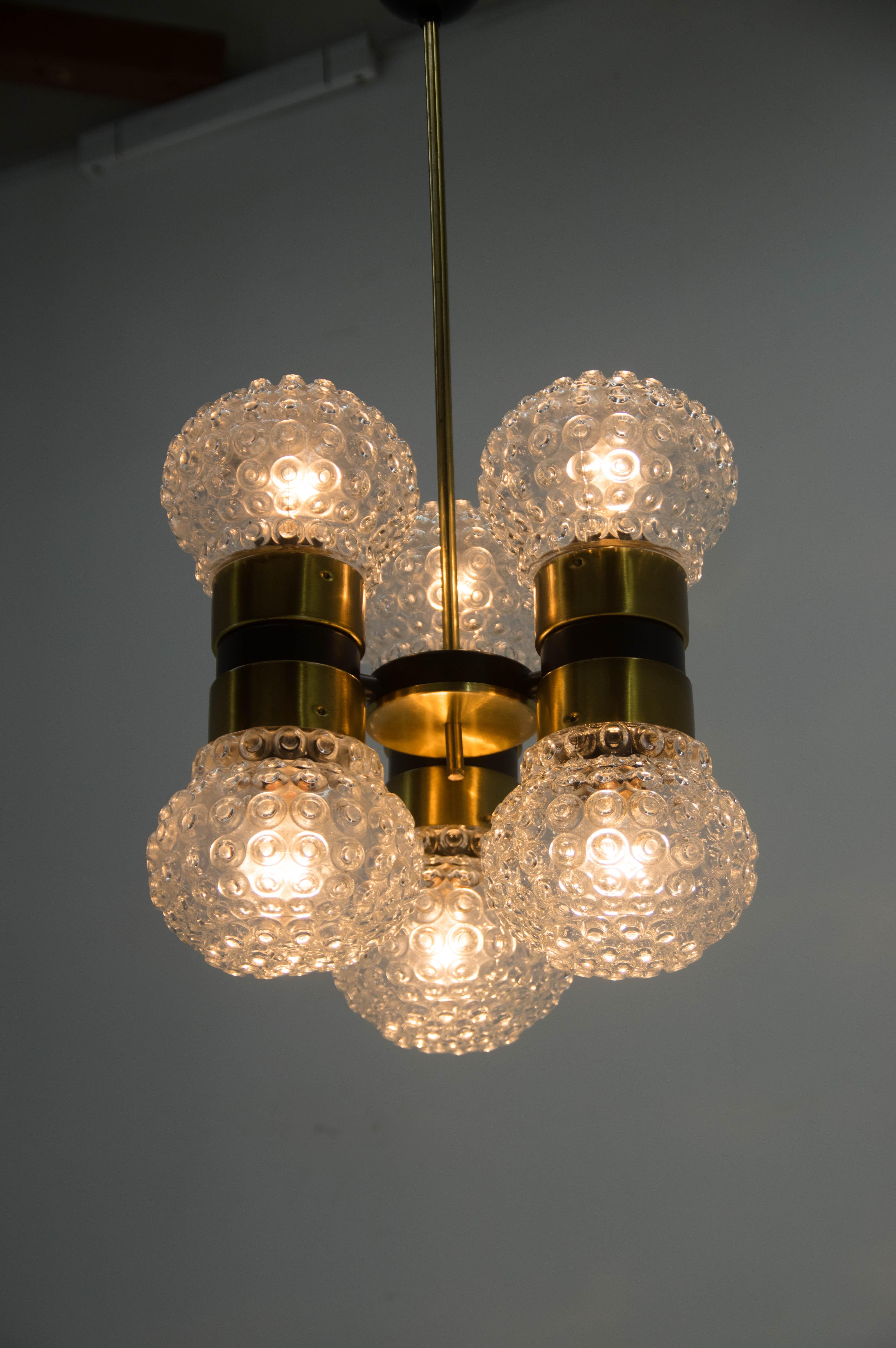 Metal Mid-Century Chandelier by Napako, 1960s For Sale