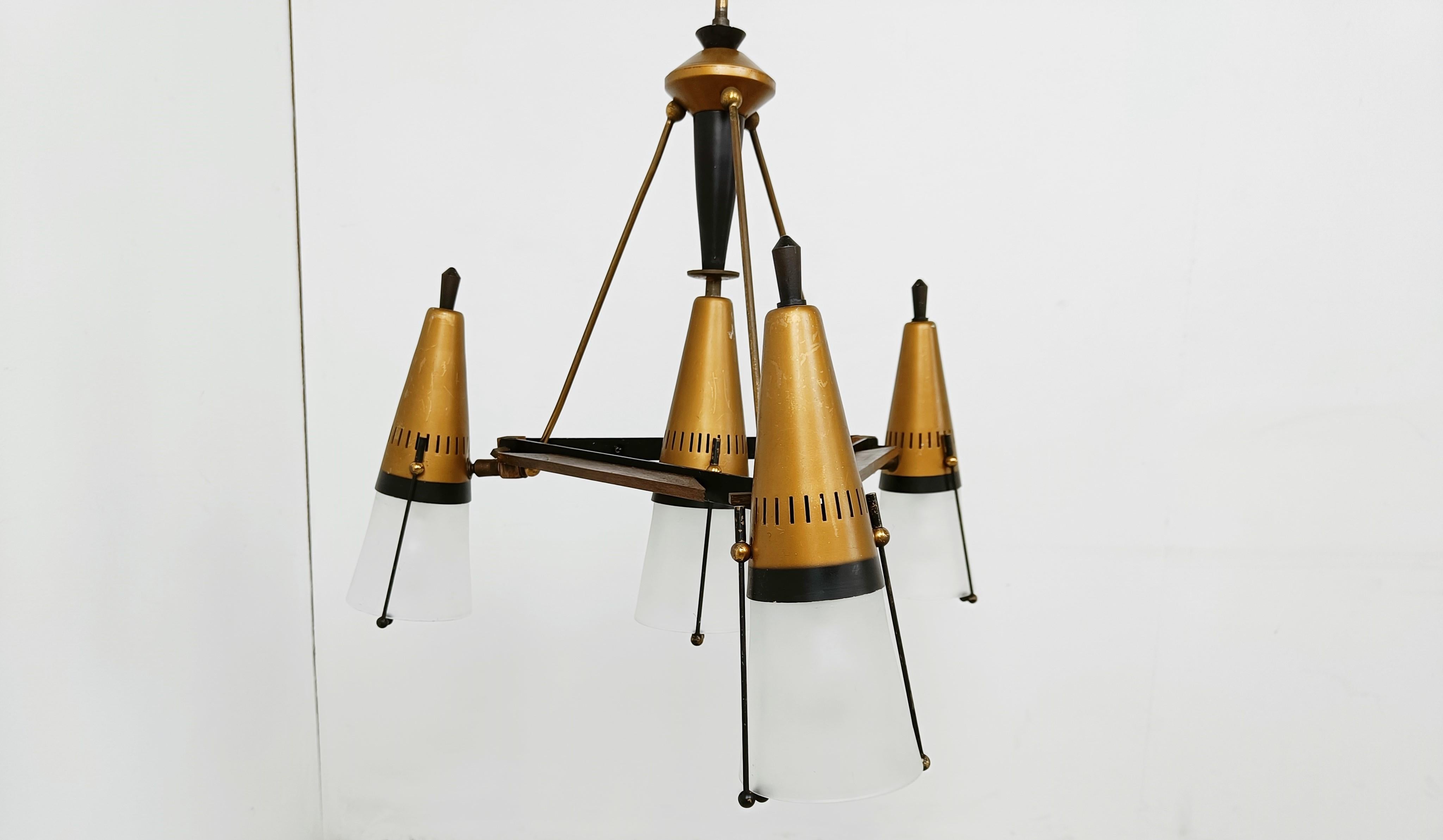 Mid-Century Modern Mid century chandelier by Oscar Torlasco, 1960s  For Sale