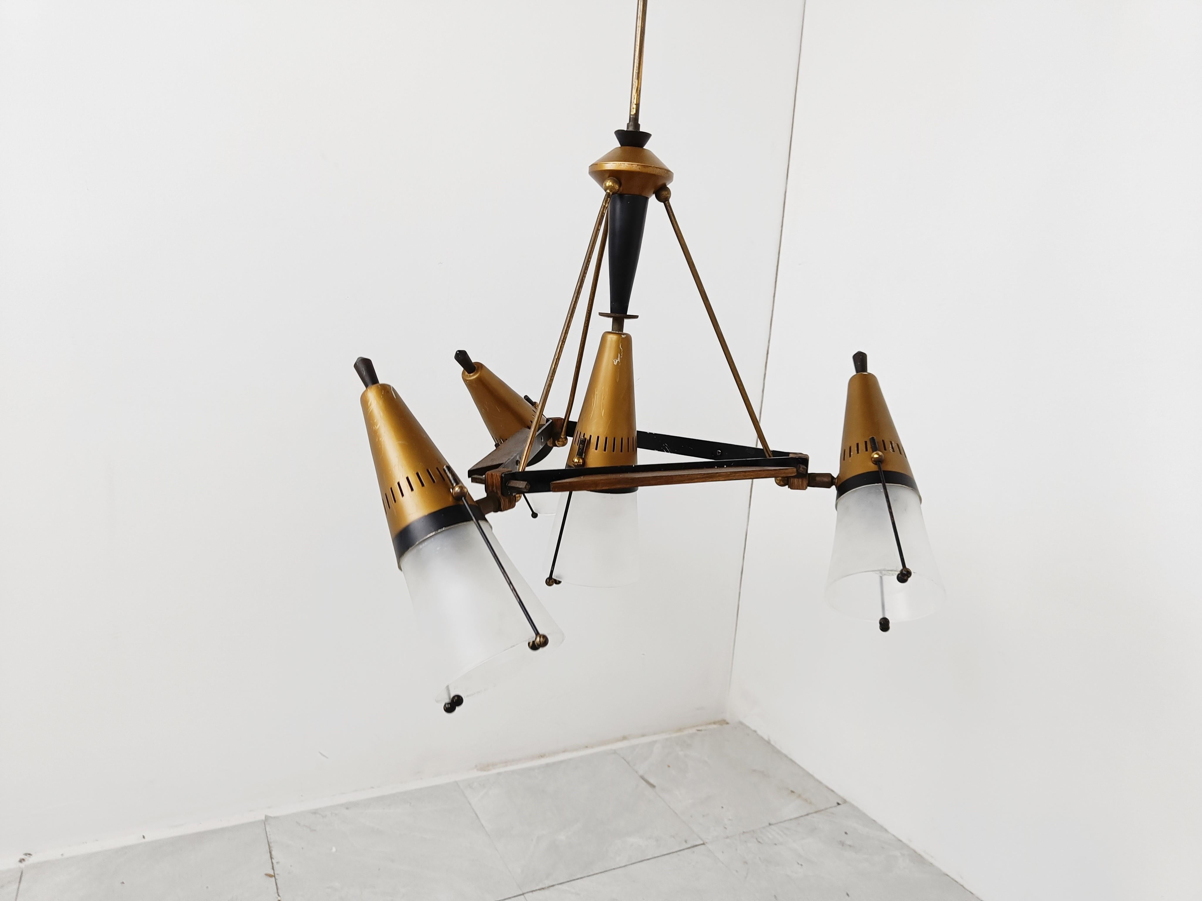 Mid century chandelier by Oscar Torlasco, 1960s  For Sale 2