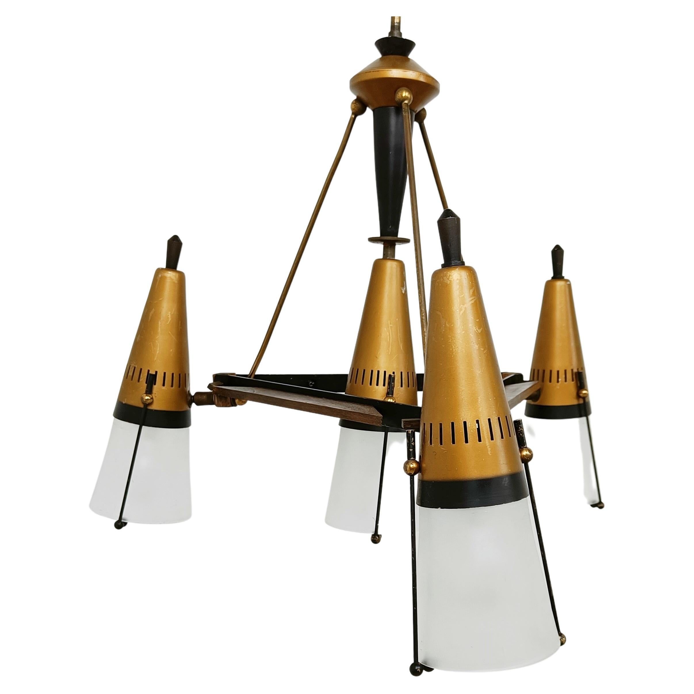 Mid century chandelier by Oscar Torlasco, 1960s  For Sale