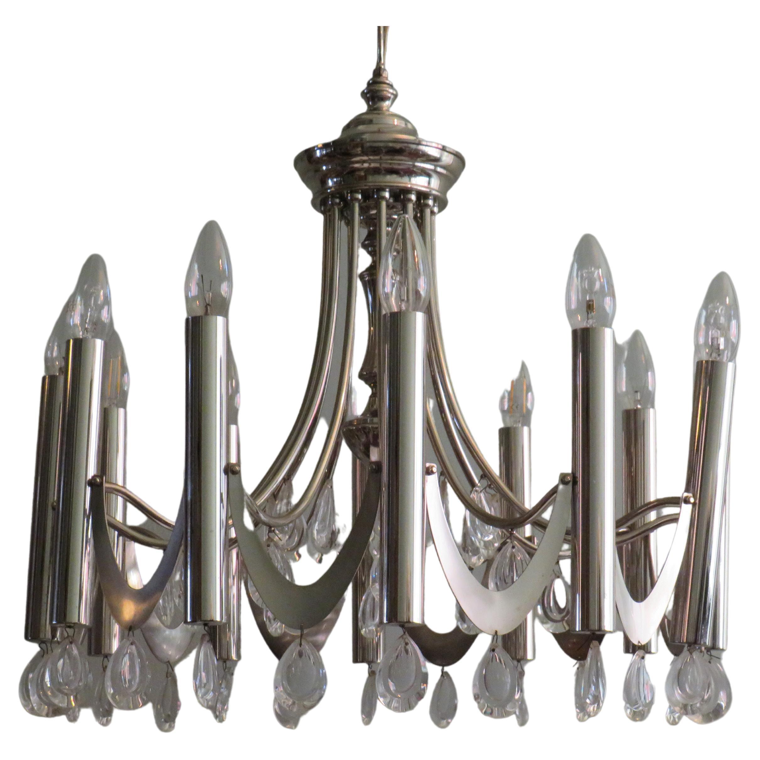 Mid Century Chandelier by Oscar Torlasco for Stilkronen, Italy 1970 For Sale