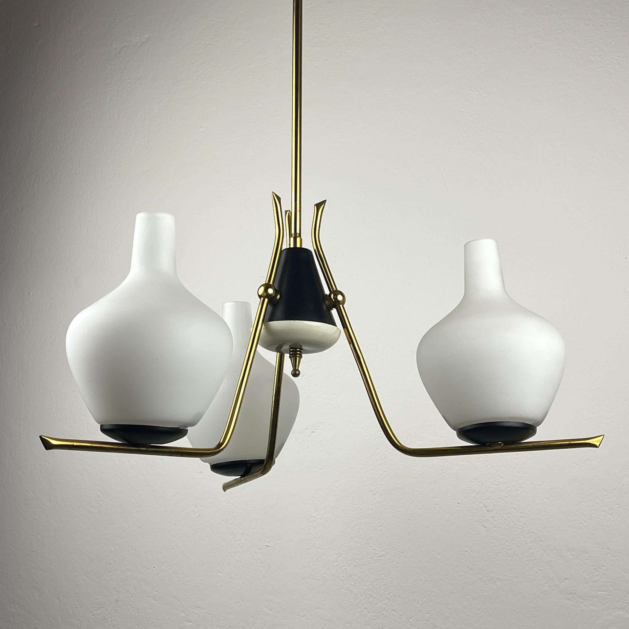 Mid-century chandelier by Stilnovo, Italy 1950s For Sale 8