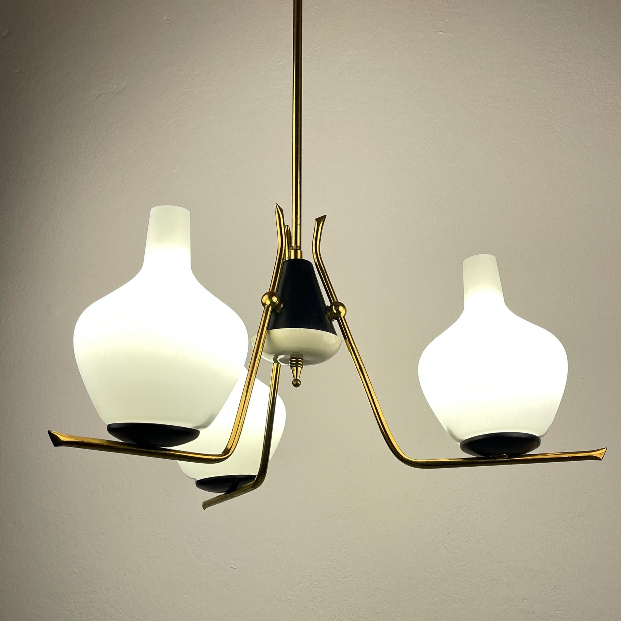 Mid-century chandelier by Stilnovo, Italy 1950s For Sale 9