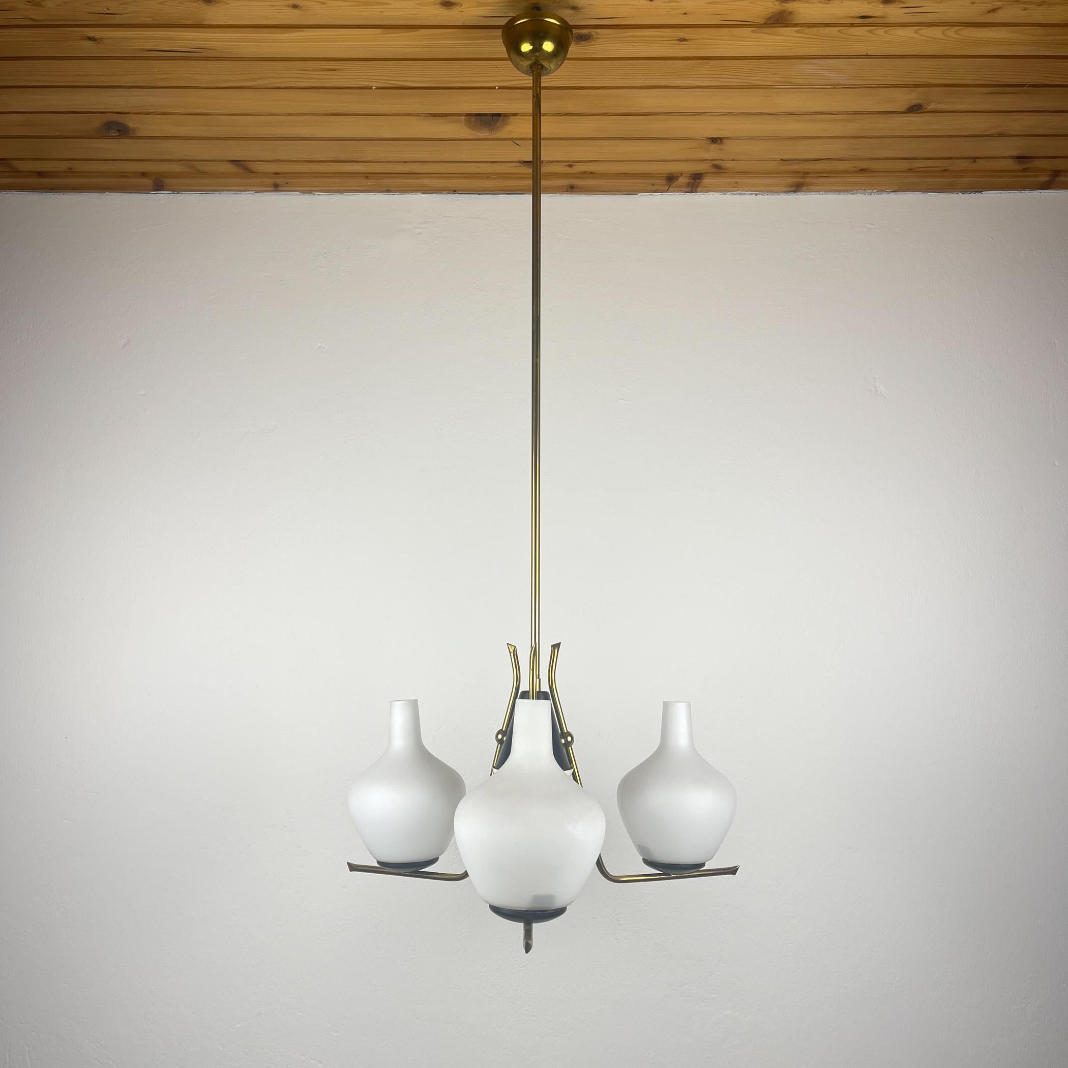 Mid-century chandelier by Stilnovo, Italy 1950s For Sale 11