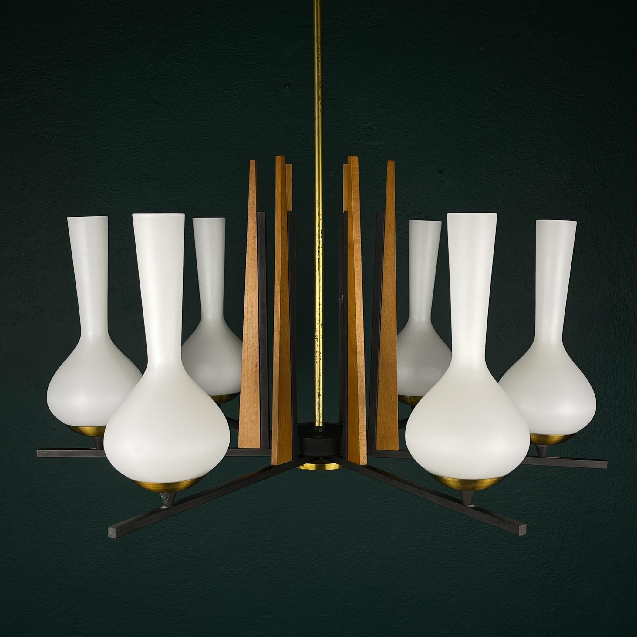 Mid-century chandelier by Stilnovo, Italy 1960s 6