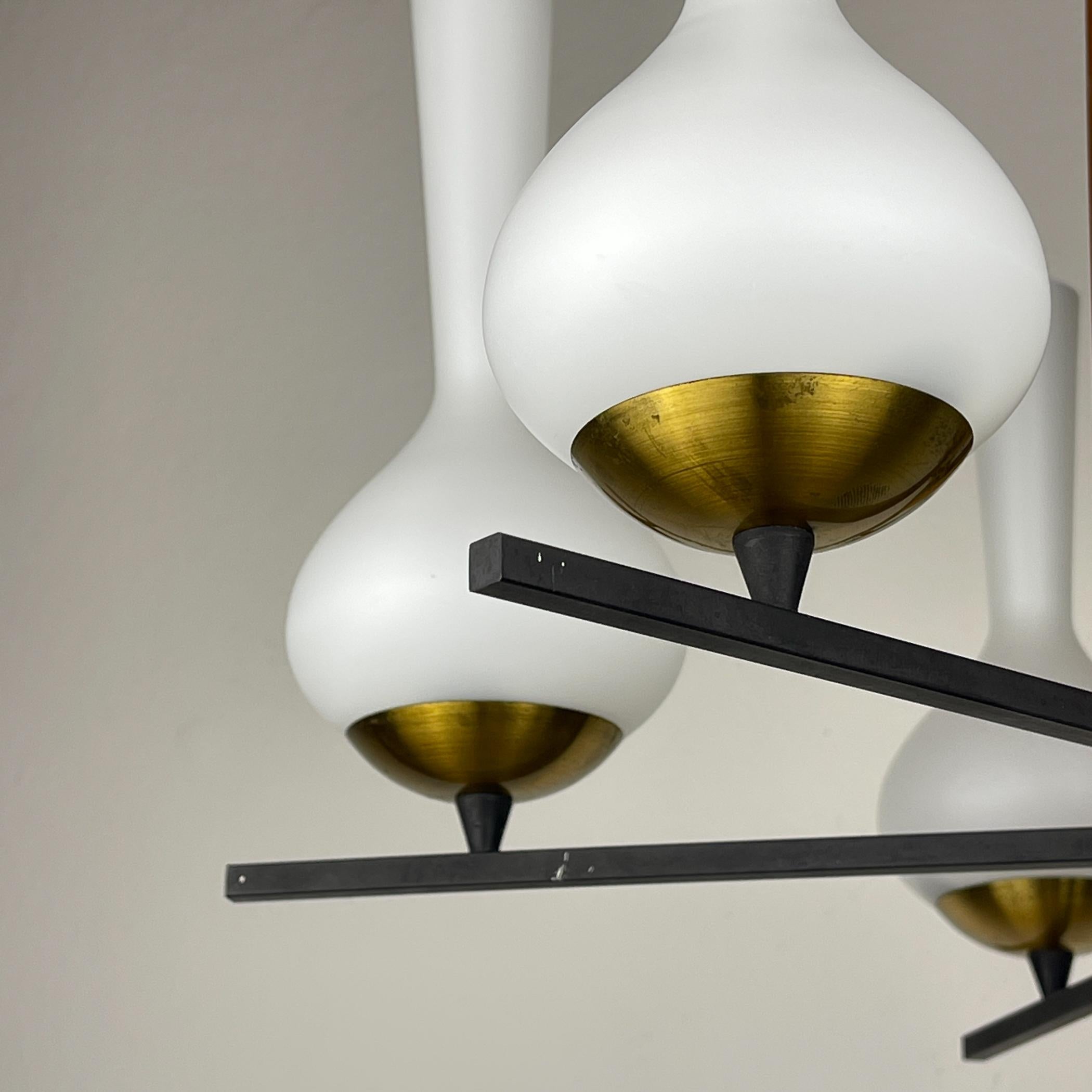 Metal Mid-century chandelier by Stilnovo, Italy 1960s