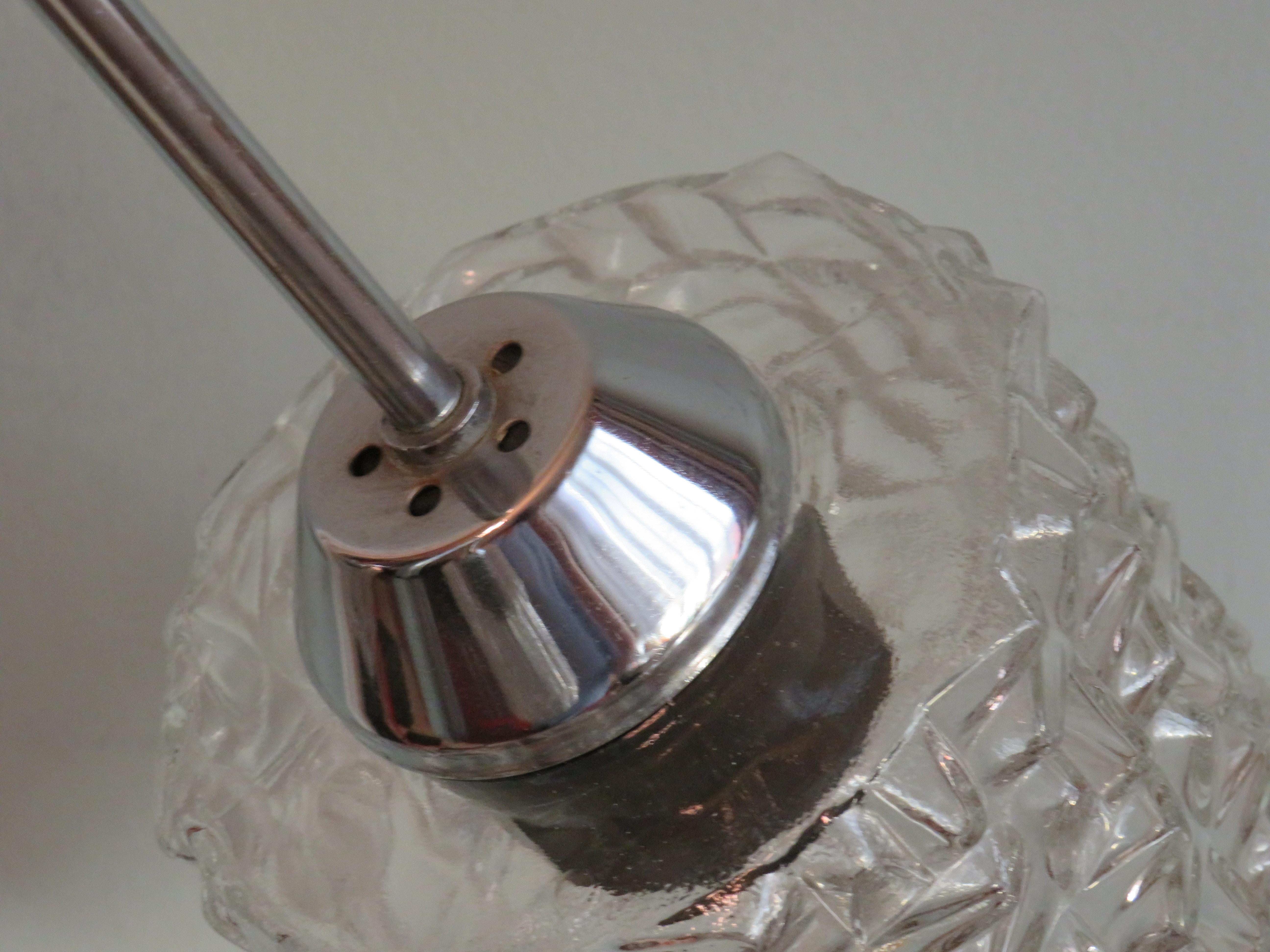 Metà XX secolo Lampadario di metà secolo, cromo e vetro, Belgio, 1960 in vendita