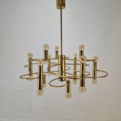 Mid Century Chandelier Designed by Gaetano Sciolari, 1970's (2 available)