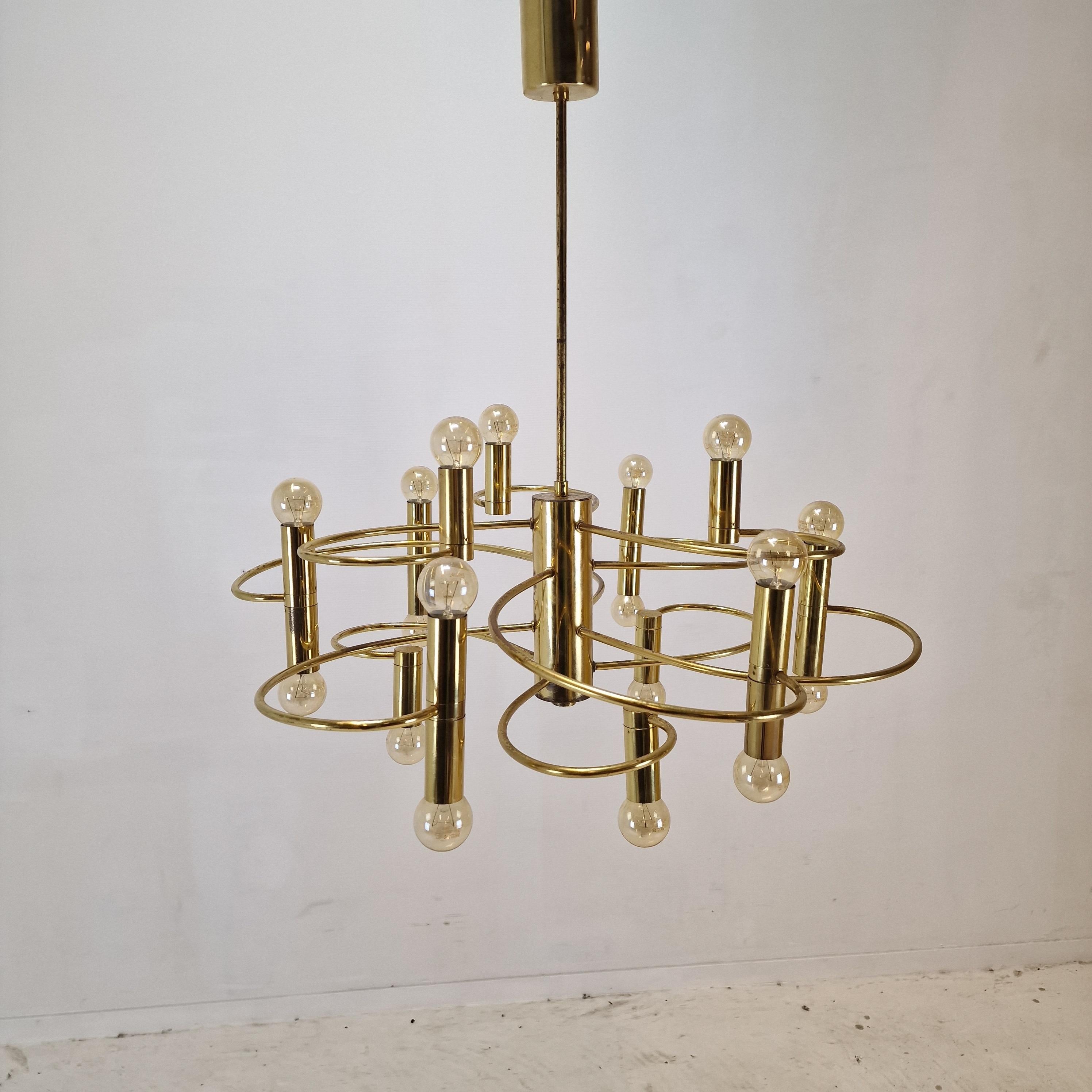 Mid-Century Modern Mid Century Chandelier Designed by Gaetano Sciolari, 1970's (2 available) For Sale