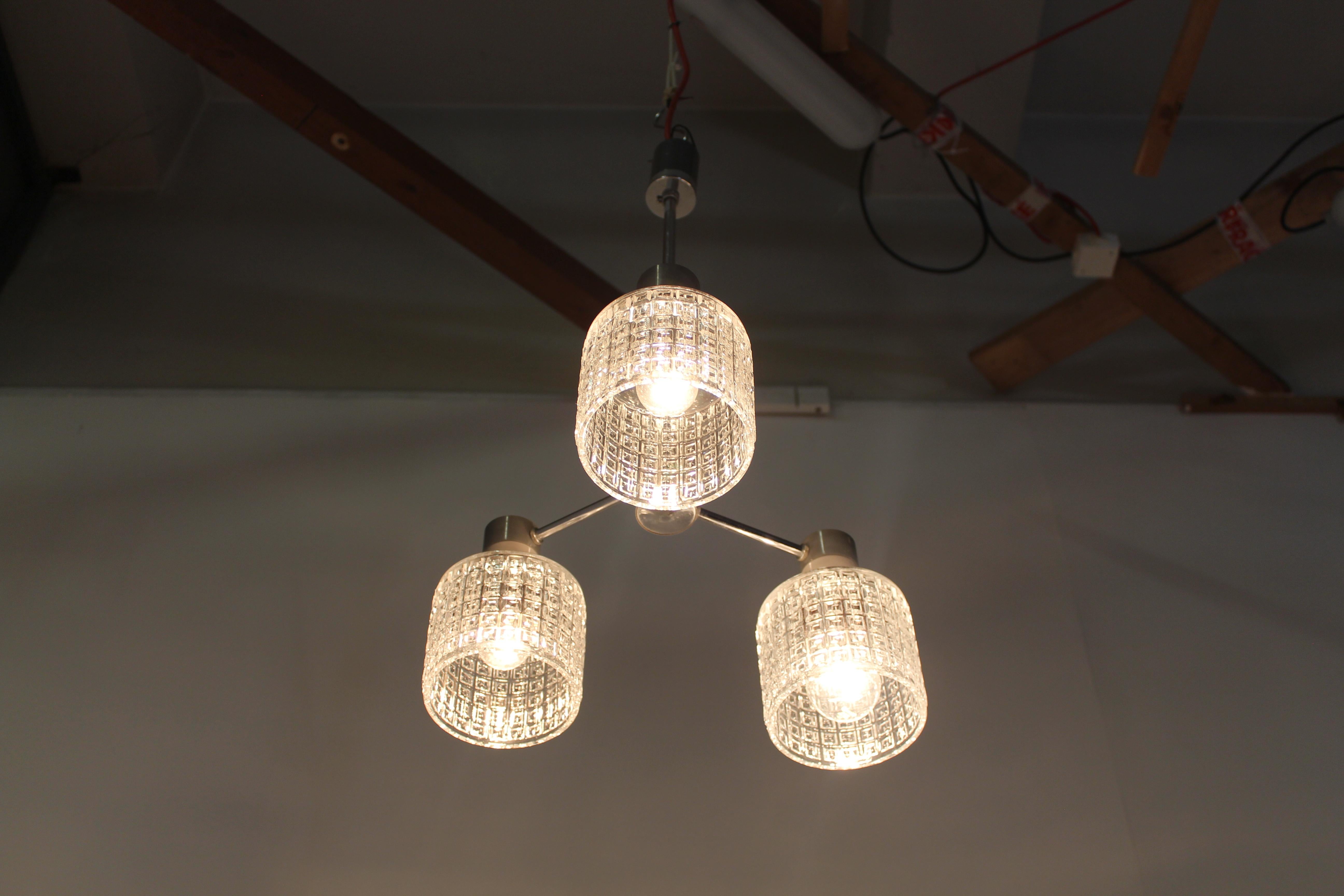 Metal Midcentury Chandelier/Drukov, 1960s For Sale