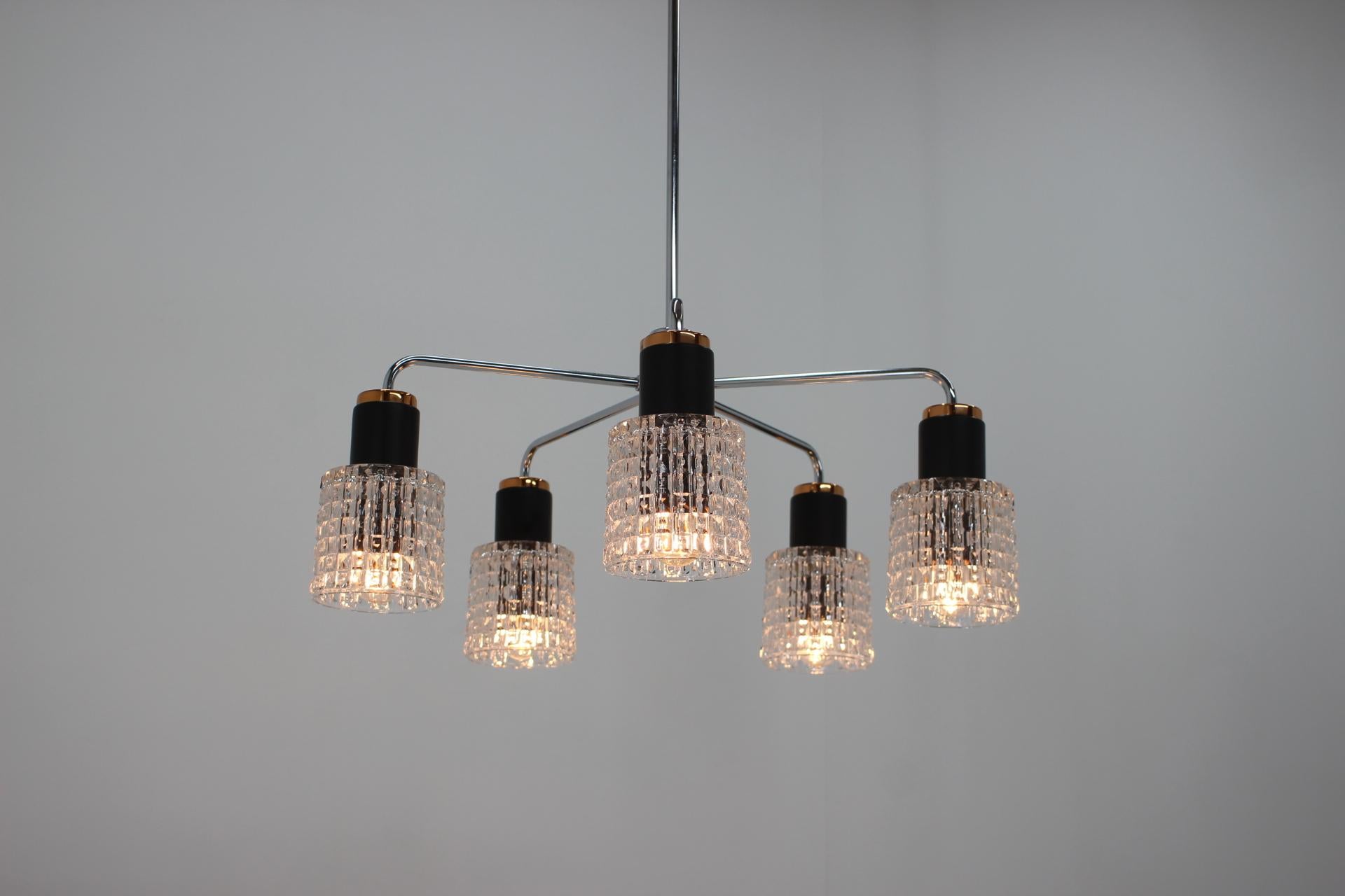 Metal Midcentury Chandelier/ Drukov, 1970s